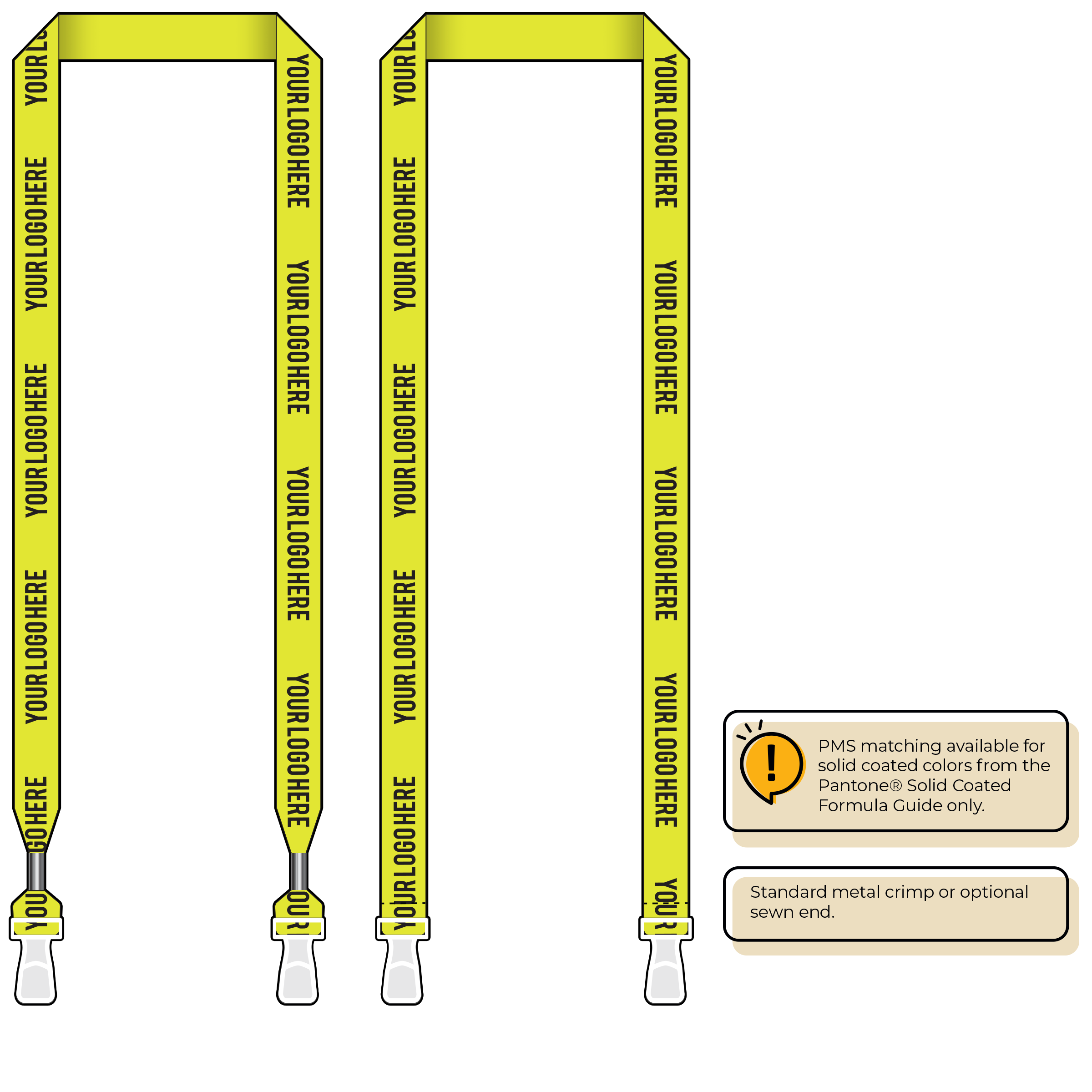 BHN013 | 3/4" Neon MicroWeave Silkscreen Lanyards :: DOUBLE ENDED