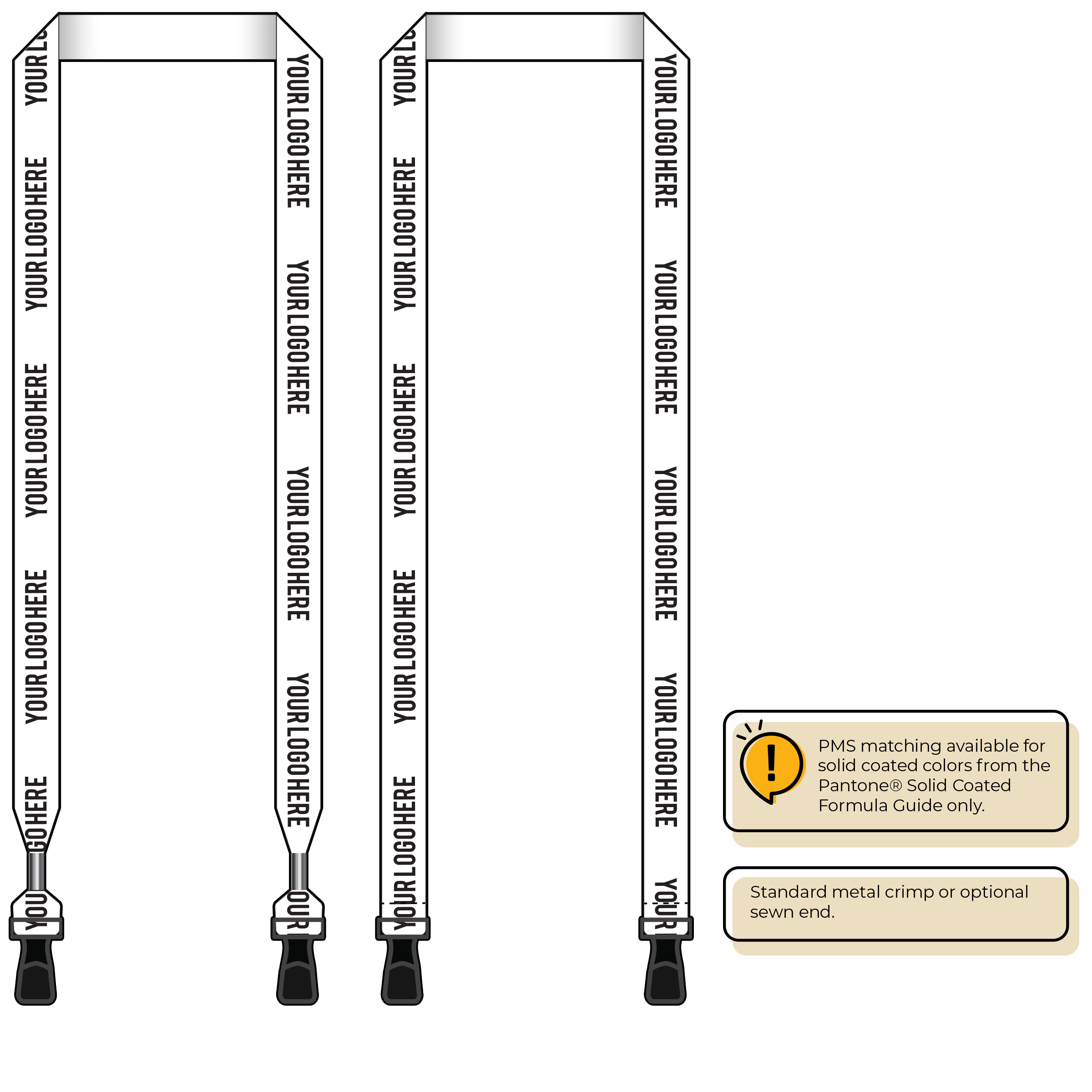 BH0013 | 3/4" MicroWeave Silkscreen Lanyards :: DOUBLE ENDED