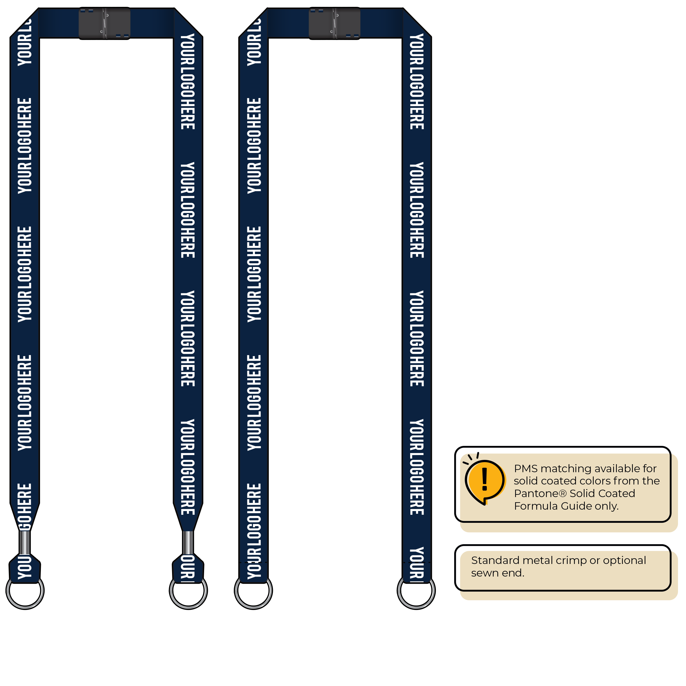 BH0013 | 3/4" MicroWeave Silkscreen Lanyards :: DOUBLE ENDED