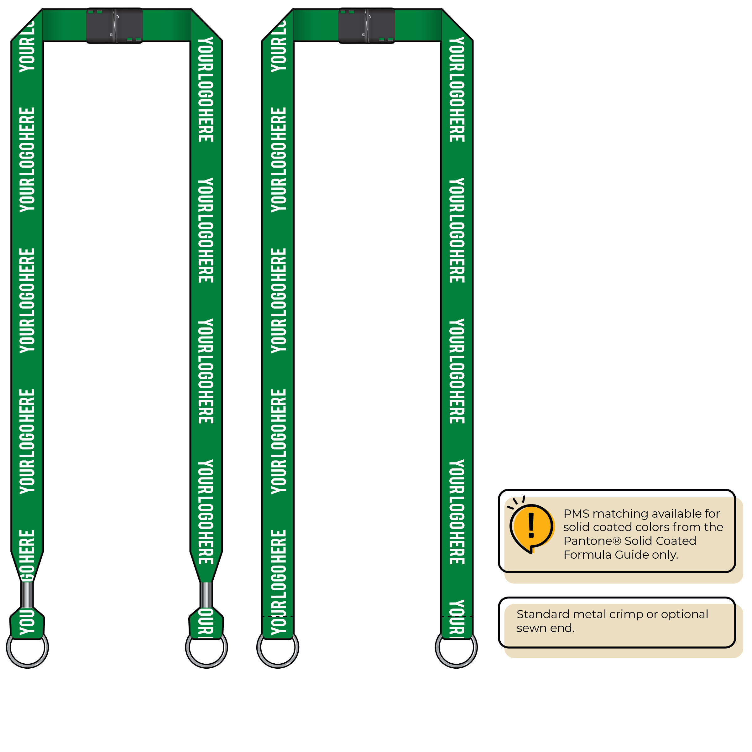 BH0013 | 3/4" MicroWeave Silkscreen Lanyards :: DOUBLE ENDED