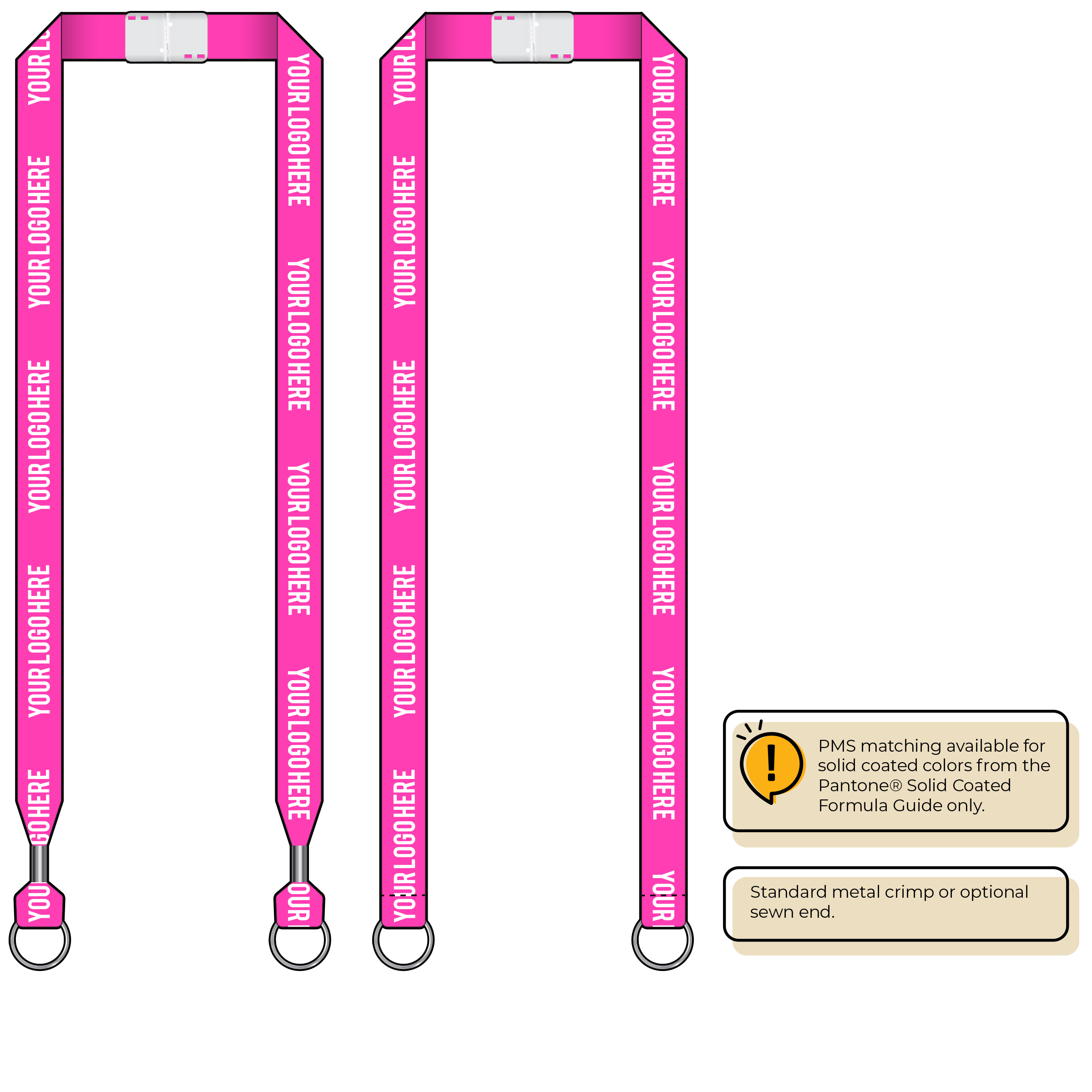 BHN013 | 3/4" Neon MicroWeave Silkscreen Lanyards :: DOUBLE ENDED