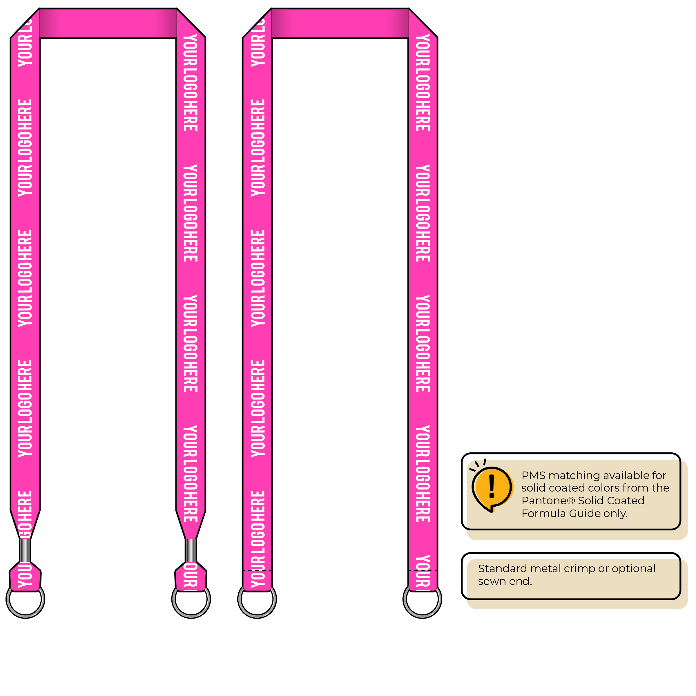BHN013 | 3/4" Neon MicroWeave Silkscreen Lanyards :: DOUBLE ENDED