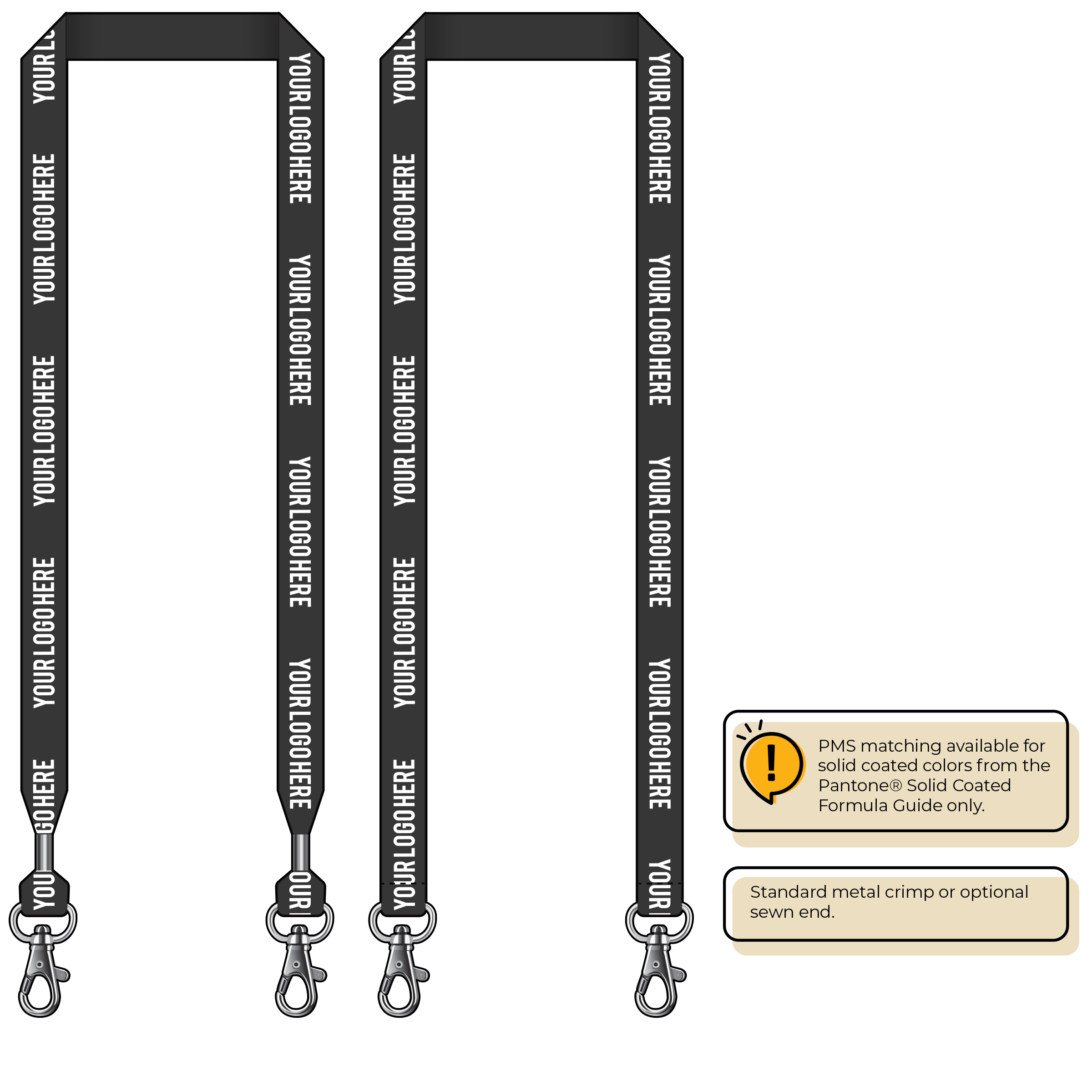 BH0013 | 3/4" MicroWeave Silkscreen Lanyards :: DOUBLE ENDED