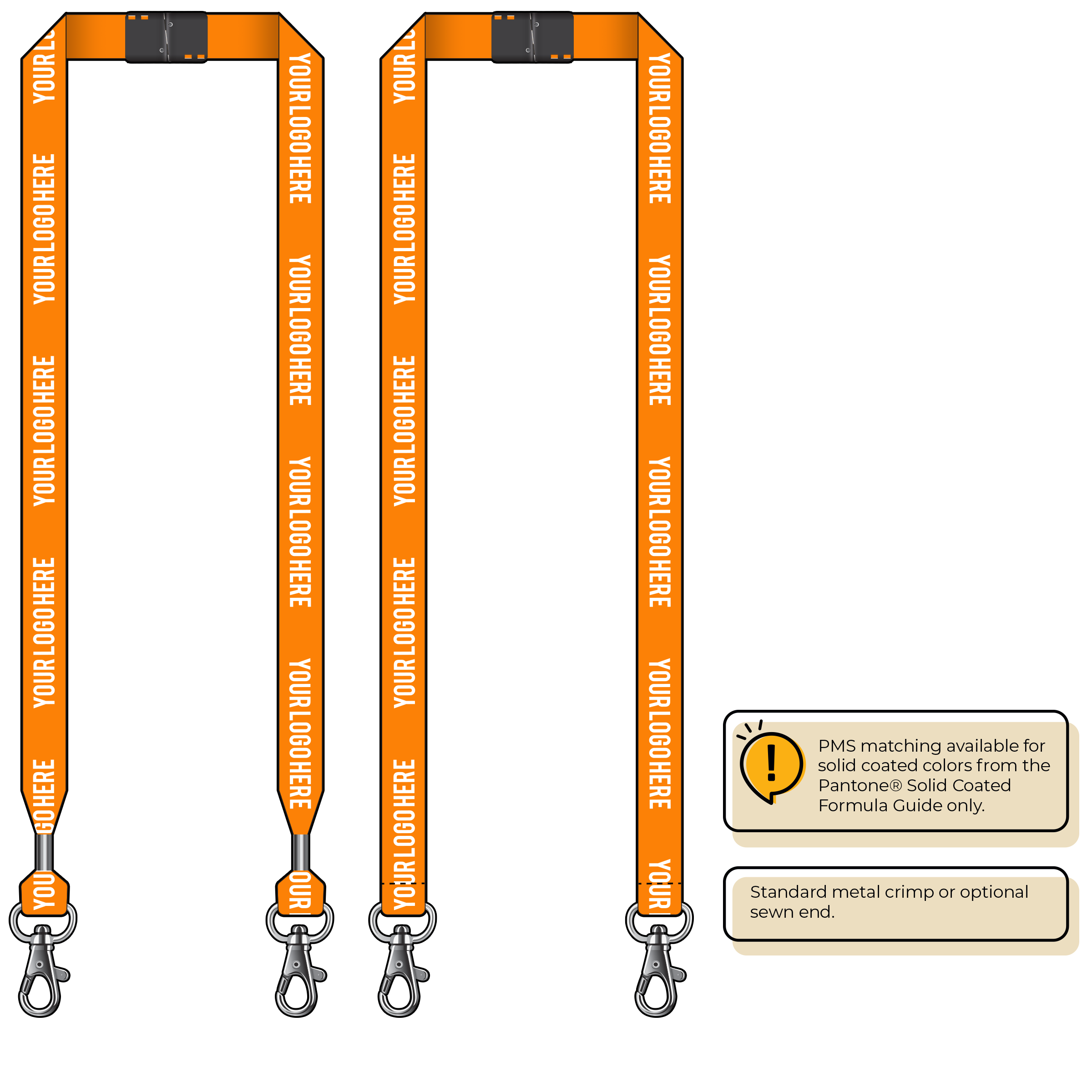 BH0013 | 3/4" MicroWeave Silkscreen Lanyards :: DOUBLE ENDED