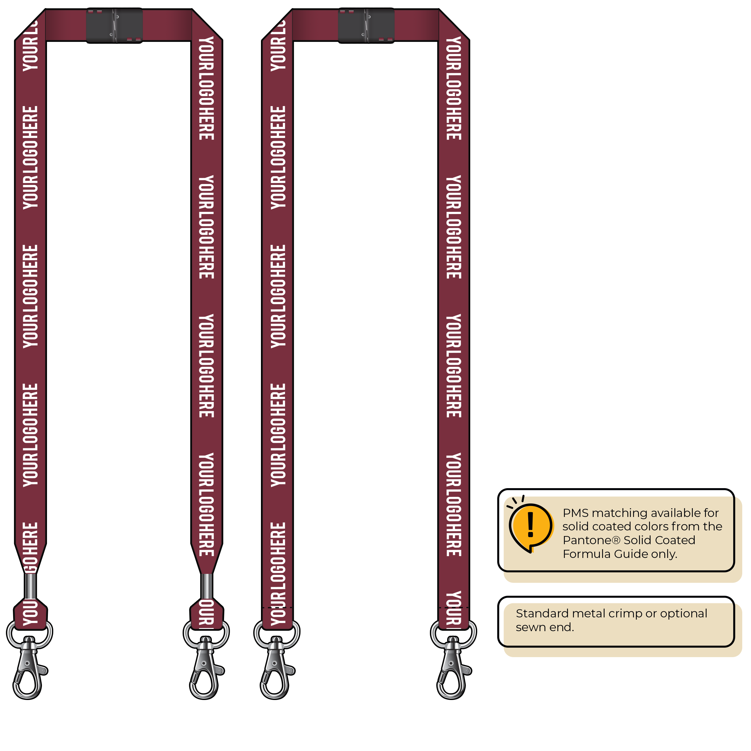 BH0013 | 3/4" MicroWeave Silkscreen Lanyards :: DOUBLE ENDED