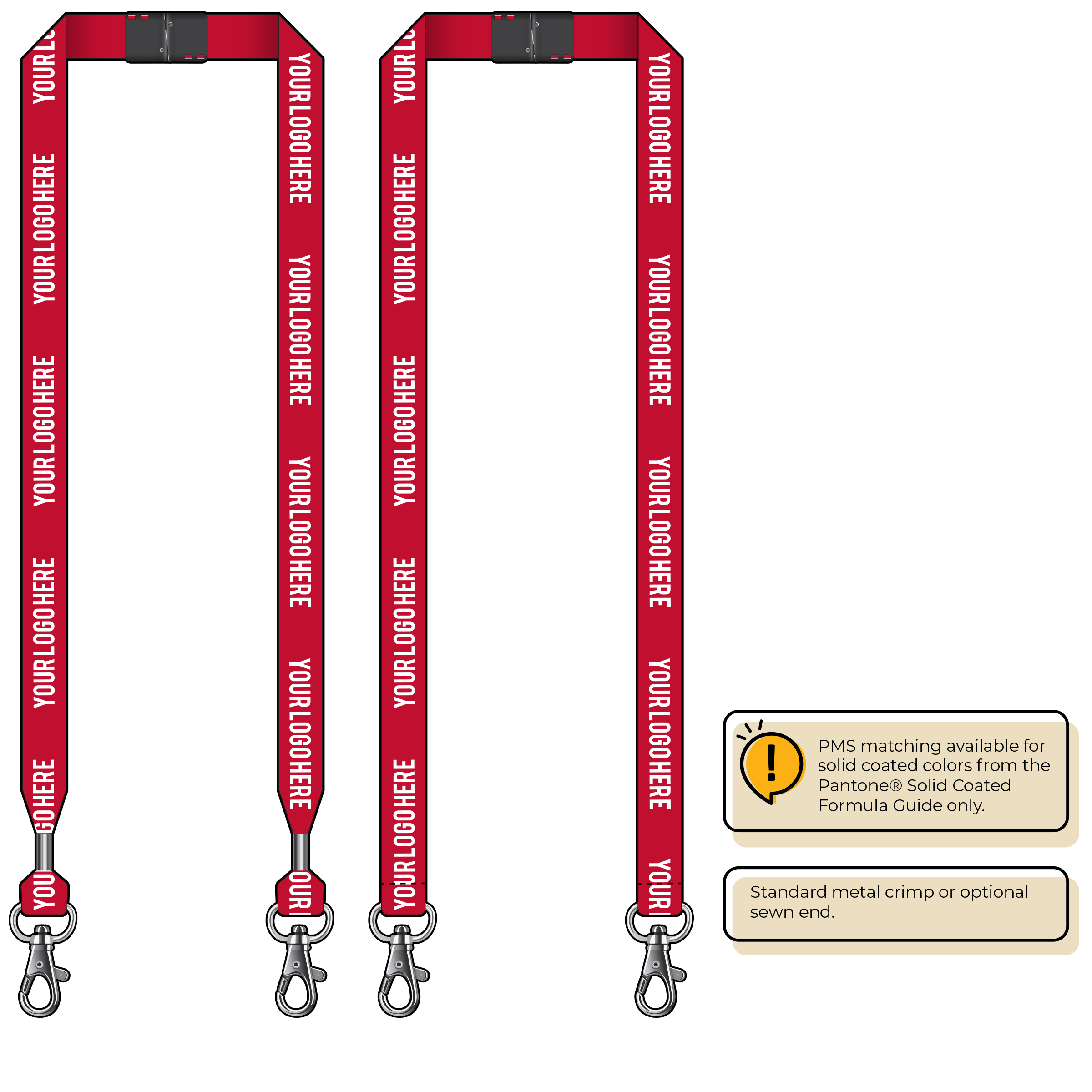 BH0013 | 3/4" MicroWeave Silkscreen Lanyards :: DOUBLE ENDED