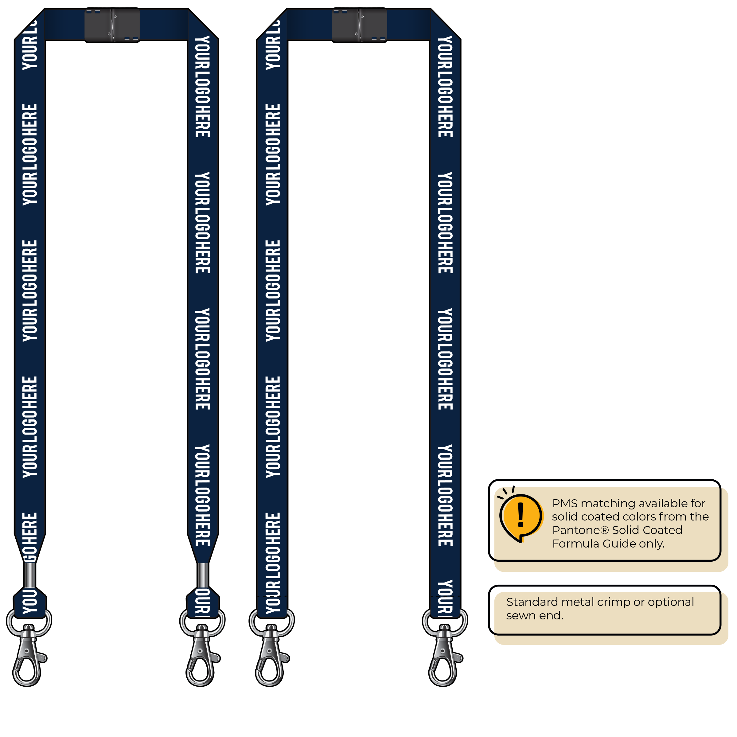 BH0013 | 3/4" MicroWeave Silkscreen Lanyards :: DOUBLE ENDED