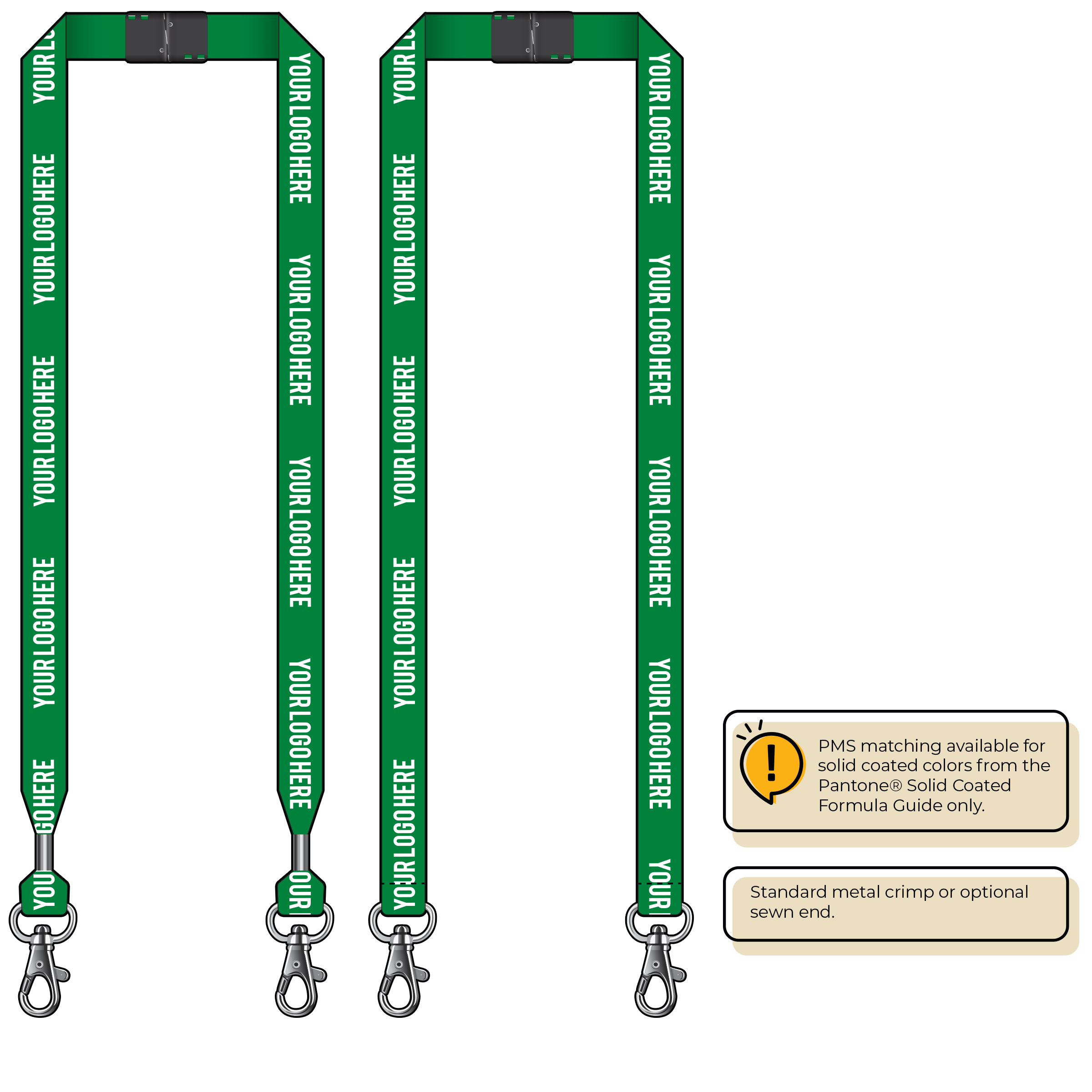 BH0013 | 3/4" MicroWeave Silkscreen Lanyards :: DOUBLE ENDED