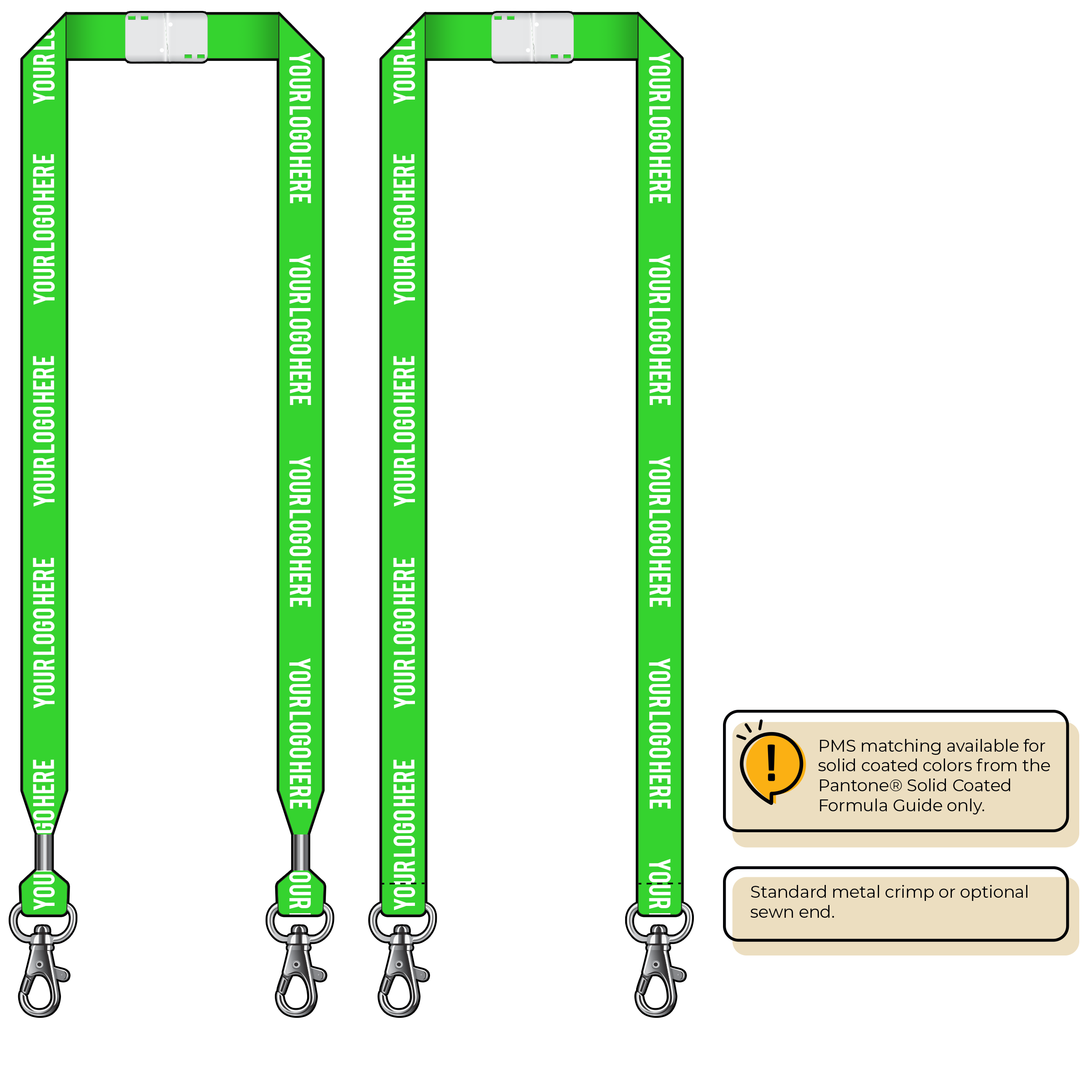 BHN013 | 3/4" Neon MicroWeave Silkscreen Lanyards :: DOUBLE ENDED