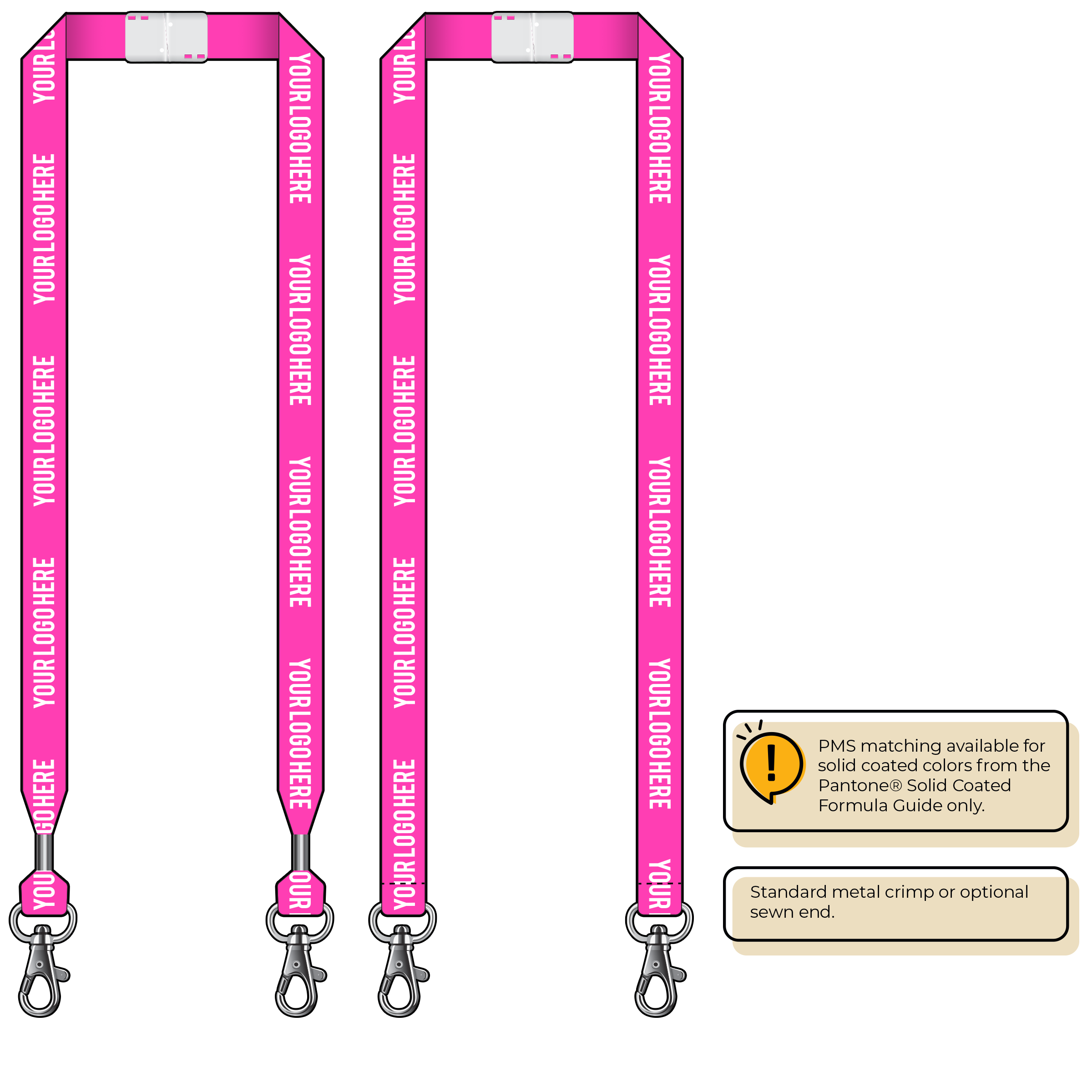 BHN013 | 3/4" Neon MicroWeave Silkscreen Lanyards :: DOUBLE ENDED