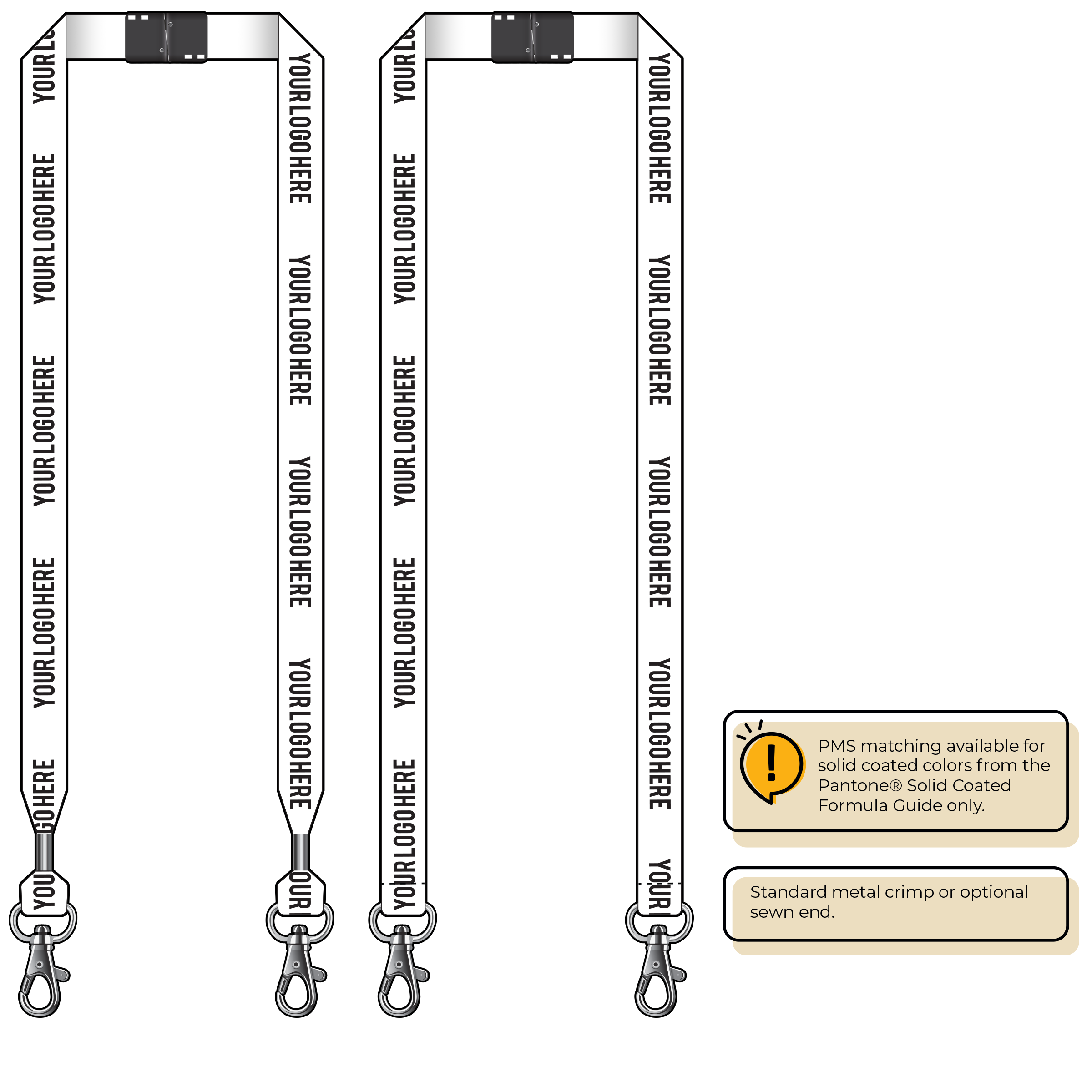 BH0013 | 3/4" MicroWeave Silkscreen Lanyards :: DOUBLE ENDED