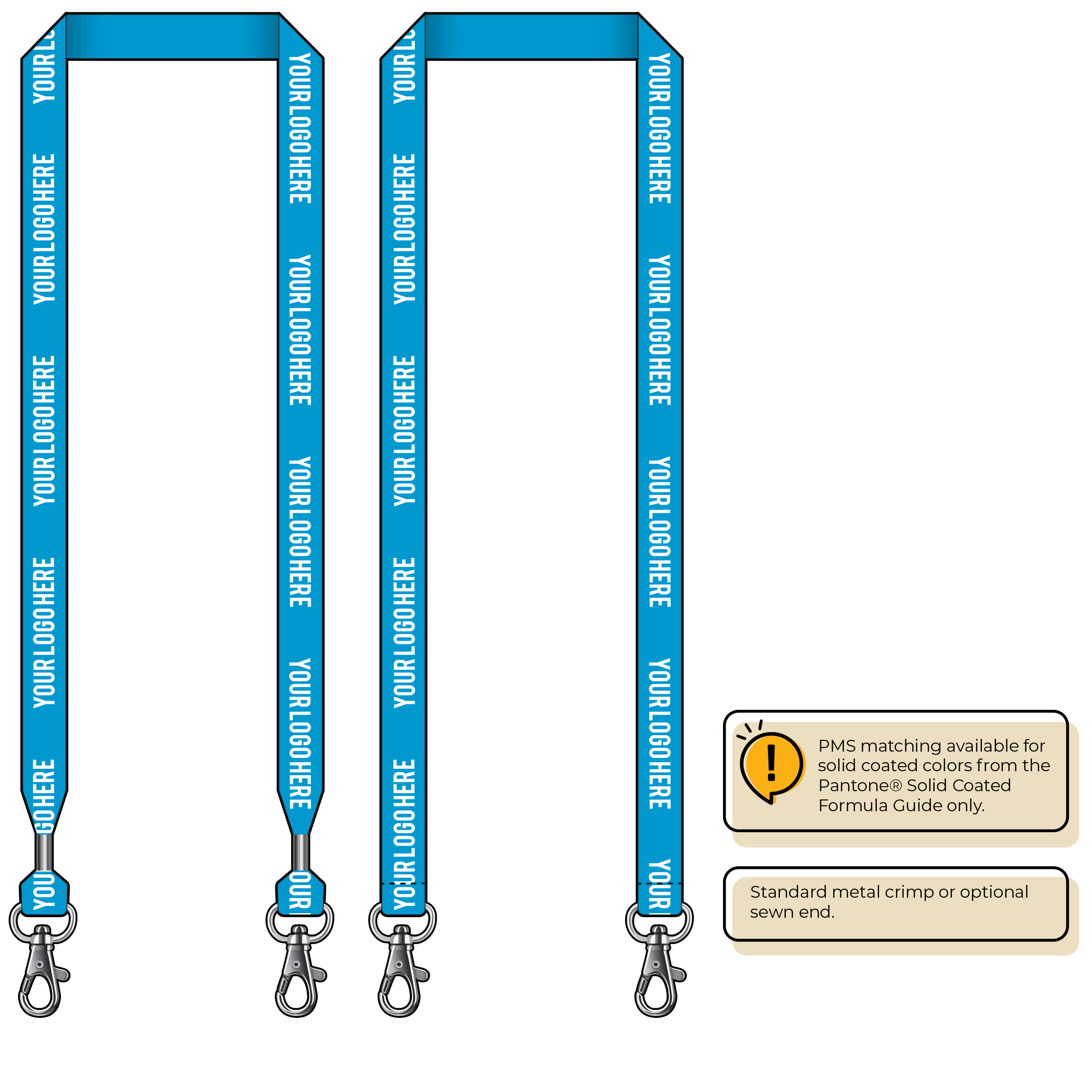 BHN013 | 3/4" Neon MicroWeave Silkscreen Lanyards :: DOUBLE ENDED