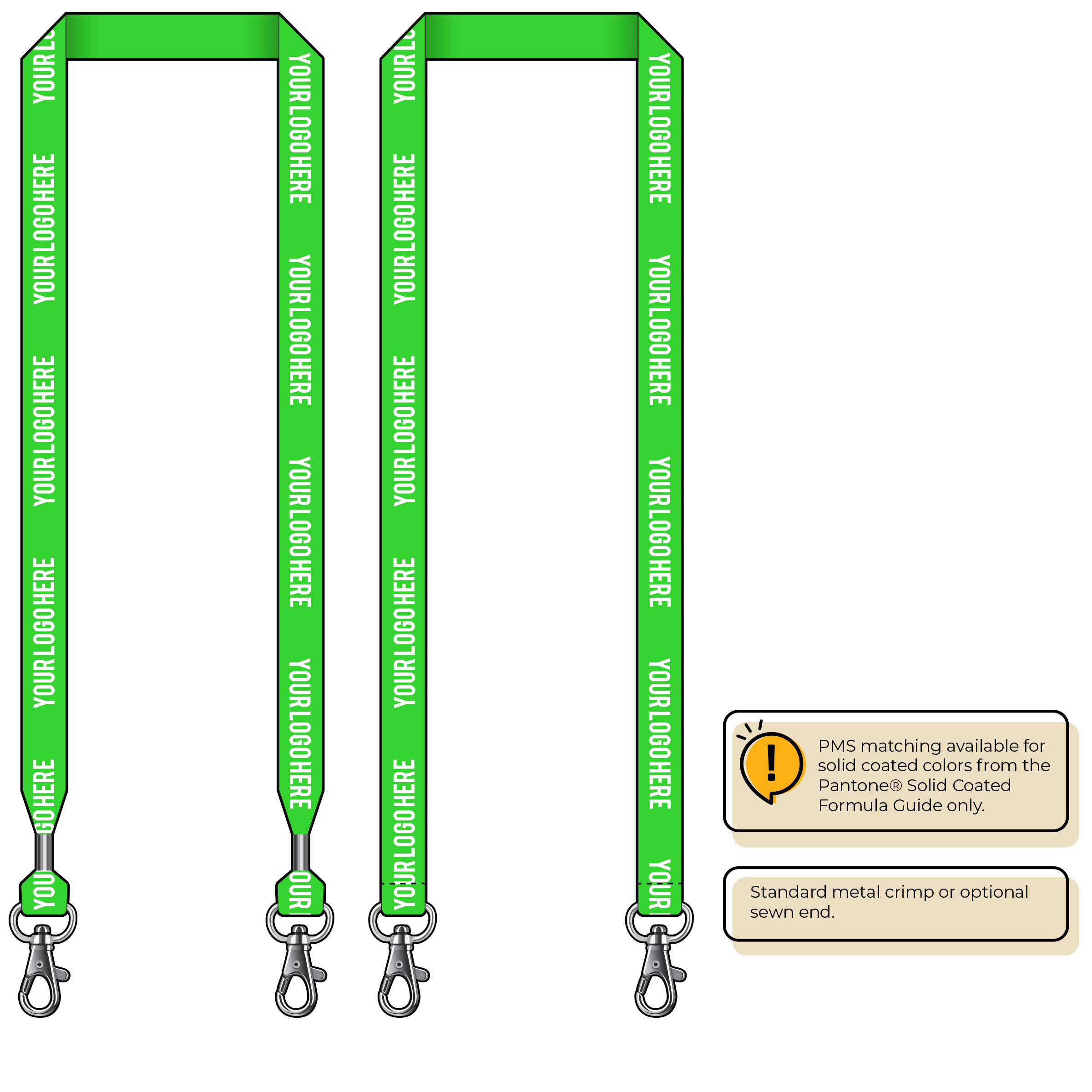 BHN013 | 3/4" Neon MicroWeave Silkscreen Lanyards :: DOUBLE ENDED