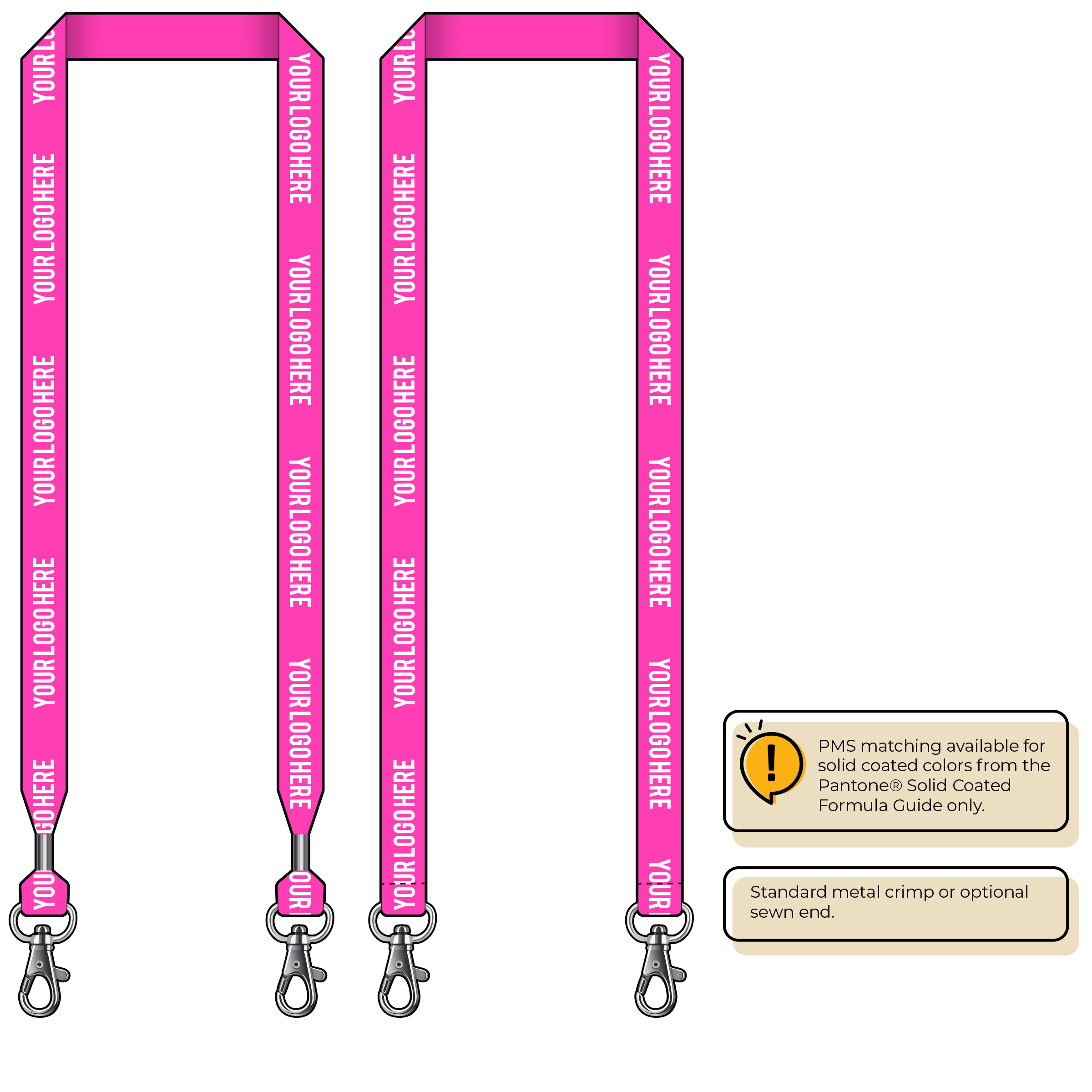 BHN013 | 3/4" Neon MicroWeave Silkscreen Lanyards :: DOUBLE ENDED