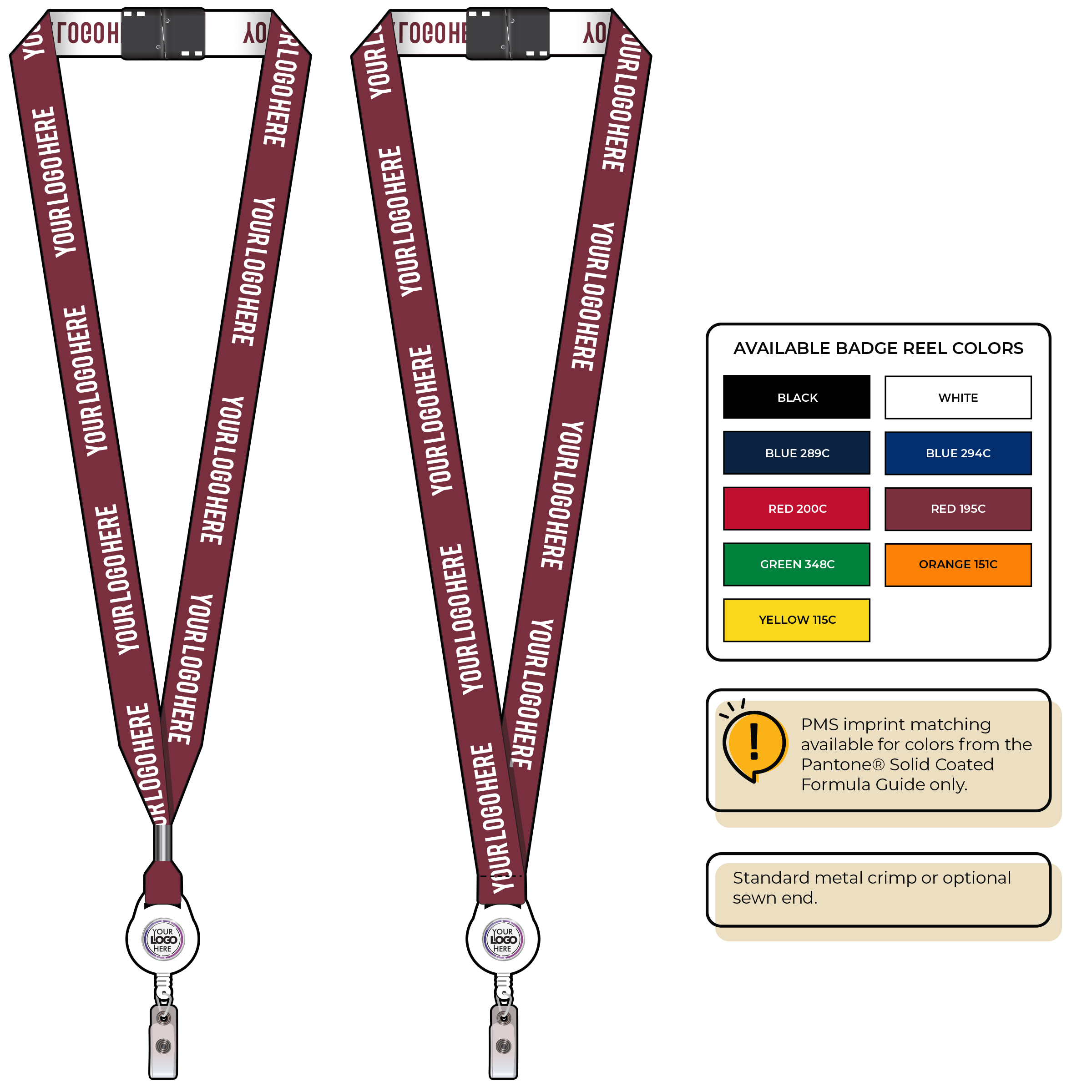 BH0023 | 3/4" Woven Lanyards :: NON-STANDARD END ATTACHMENTS
