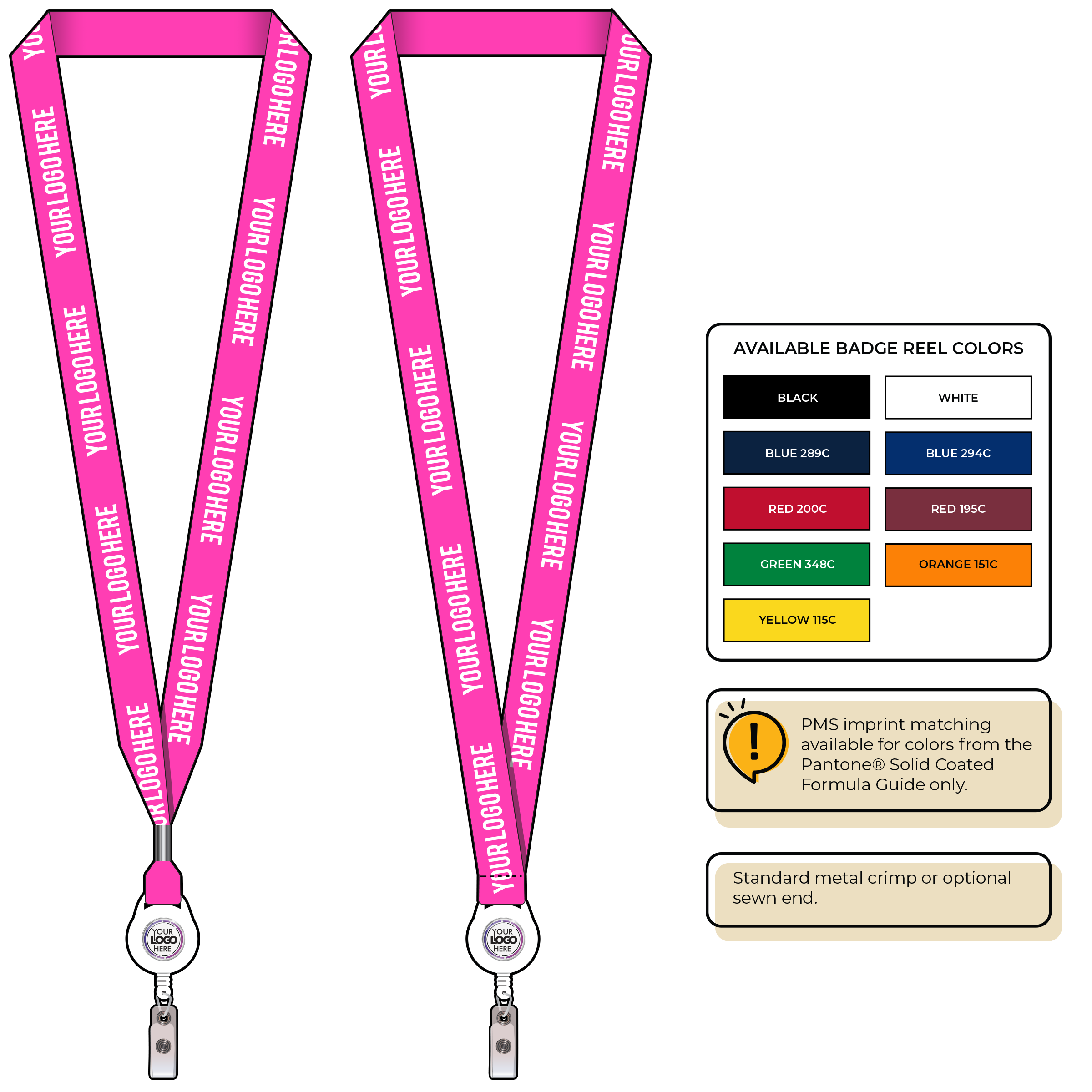 BHN013 | 3/4" Neon MicroWeave Silkscreen Lanyards :: NON-STANDARD END ATTACHMENTS