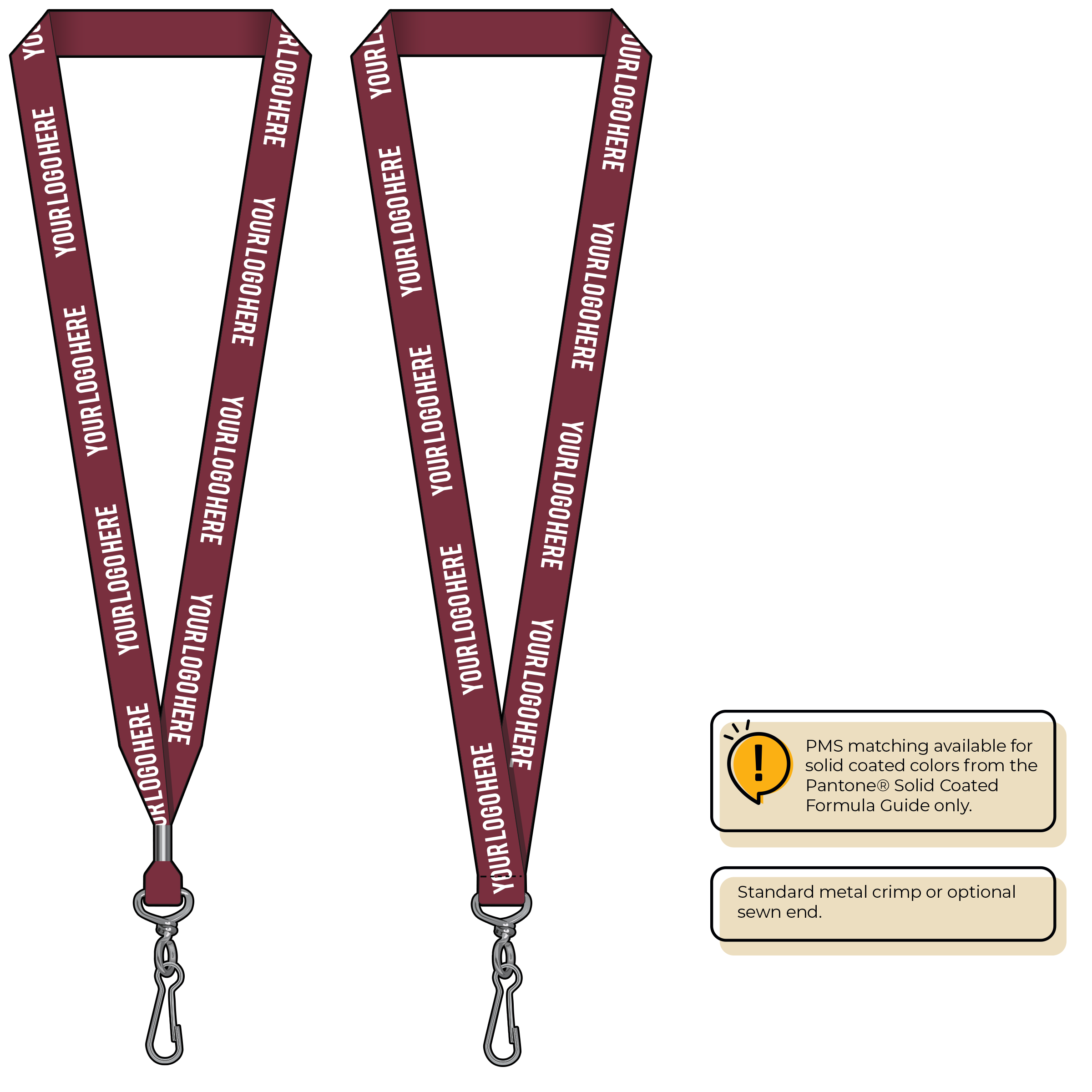 BH0013 | 3/4" MicroWeave Silkscreen Lanyards :: STANDARD END ATTACHMENTS