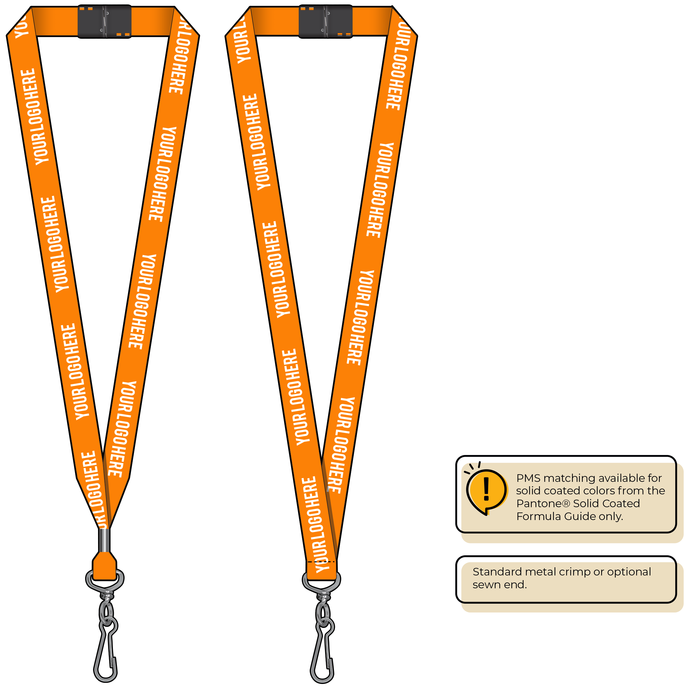 BH0013 | 3/4" MicroWeave Silkscreen Lanyards :: STANDARD END ATTACHMENTS