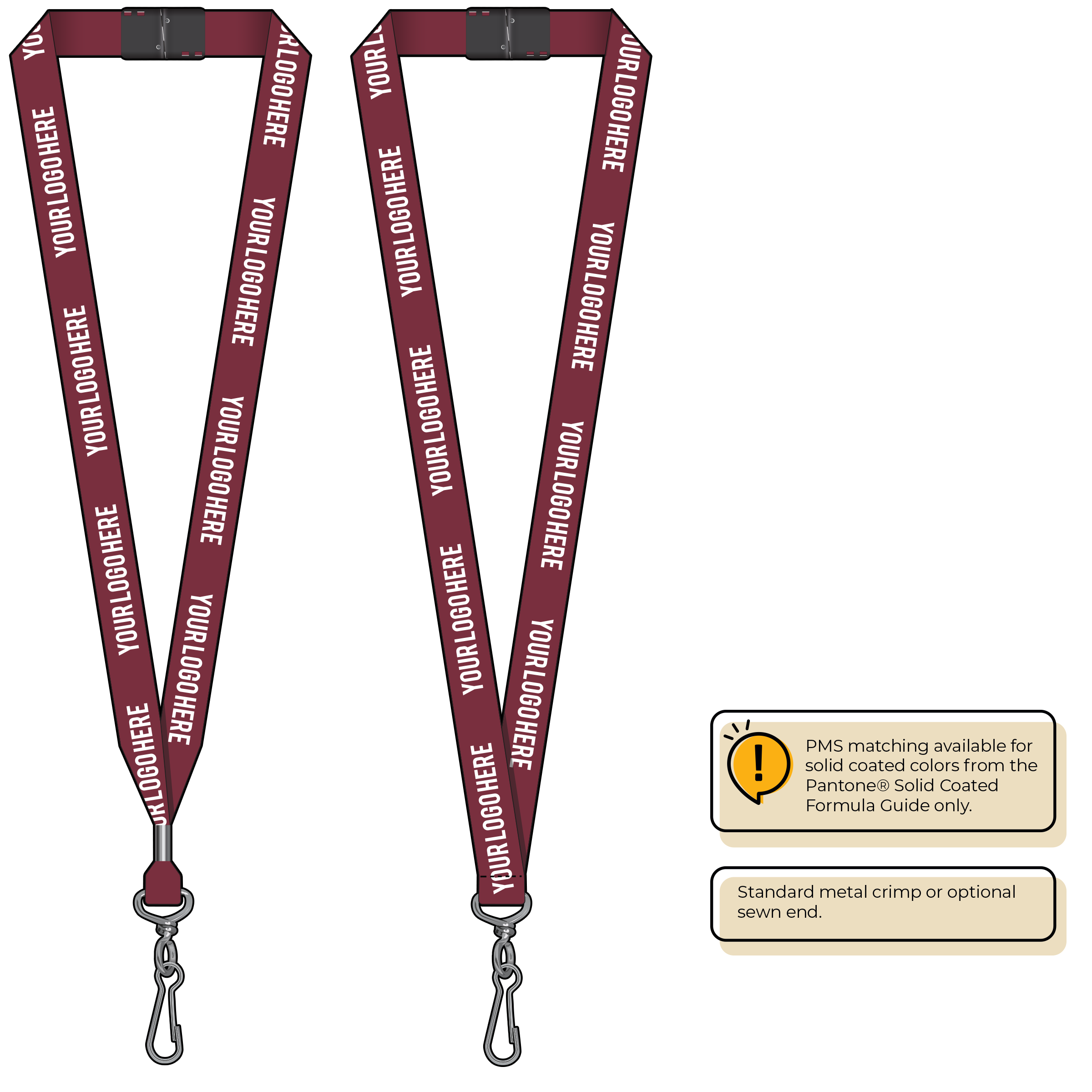 BH0013 | 3/4" MicroWeave Silkscreen Lanyards :: STANDARD END ATTACHMENTS