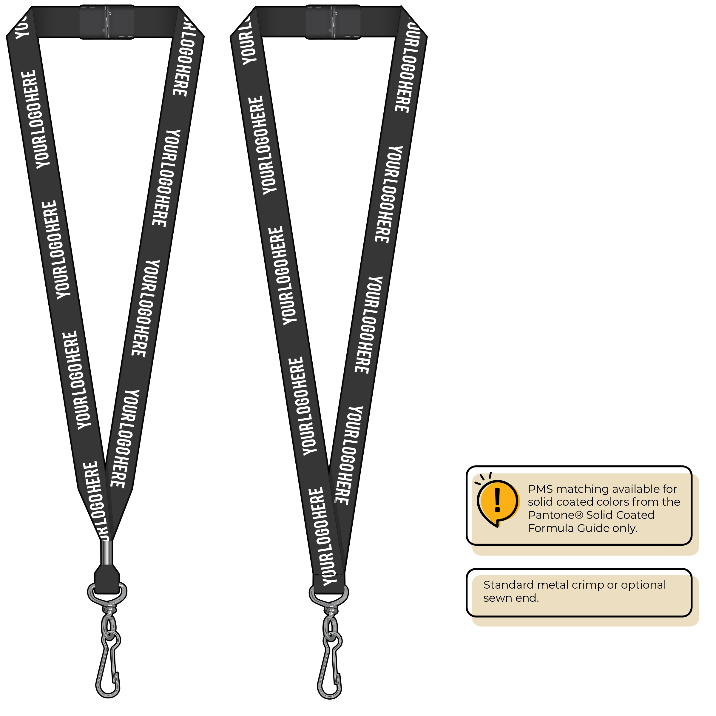 BH0013 | 3/4" MicroWeave Silkscreen Lanyards :: STANDARD END ATTACHMENTS