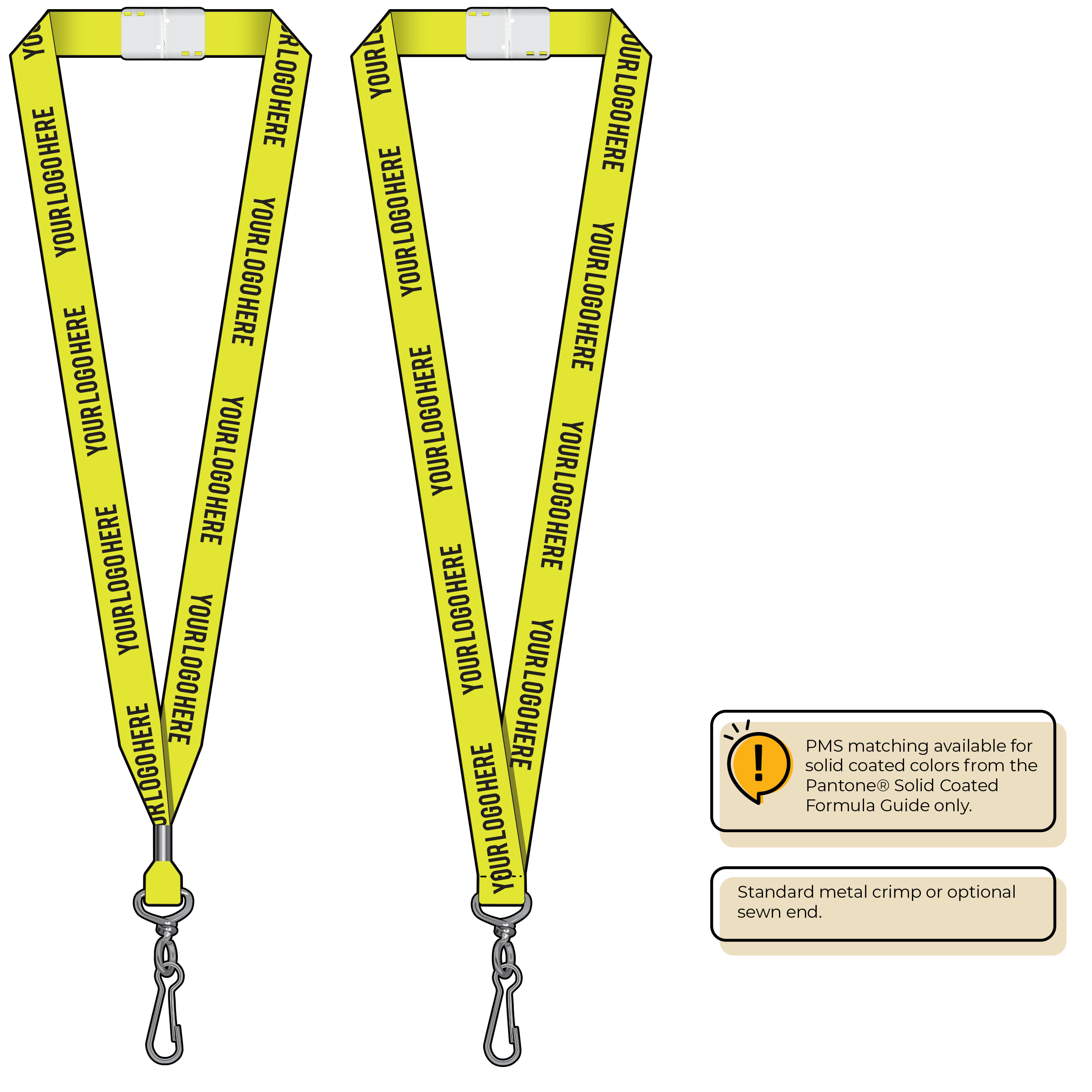 BHN013 | 3/4" Neon MicroWeave Silkscreen Lanyards :: STANDARD END ATTACHMENTS