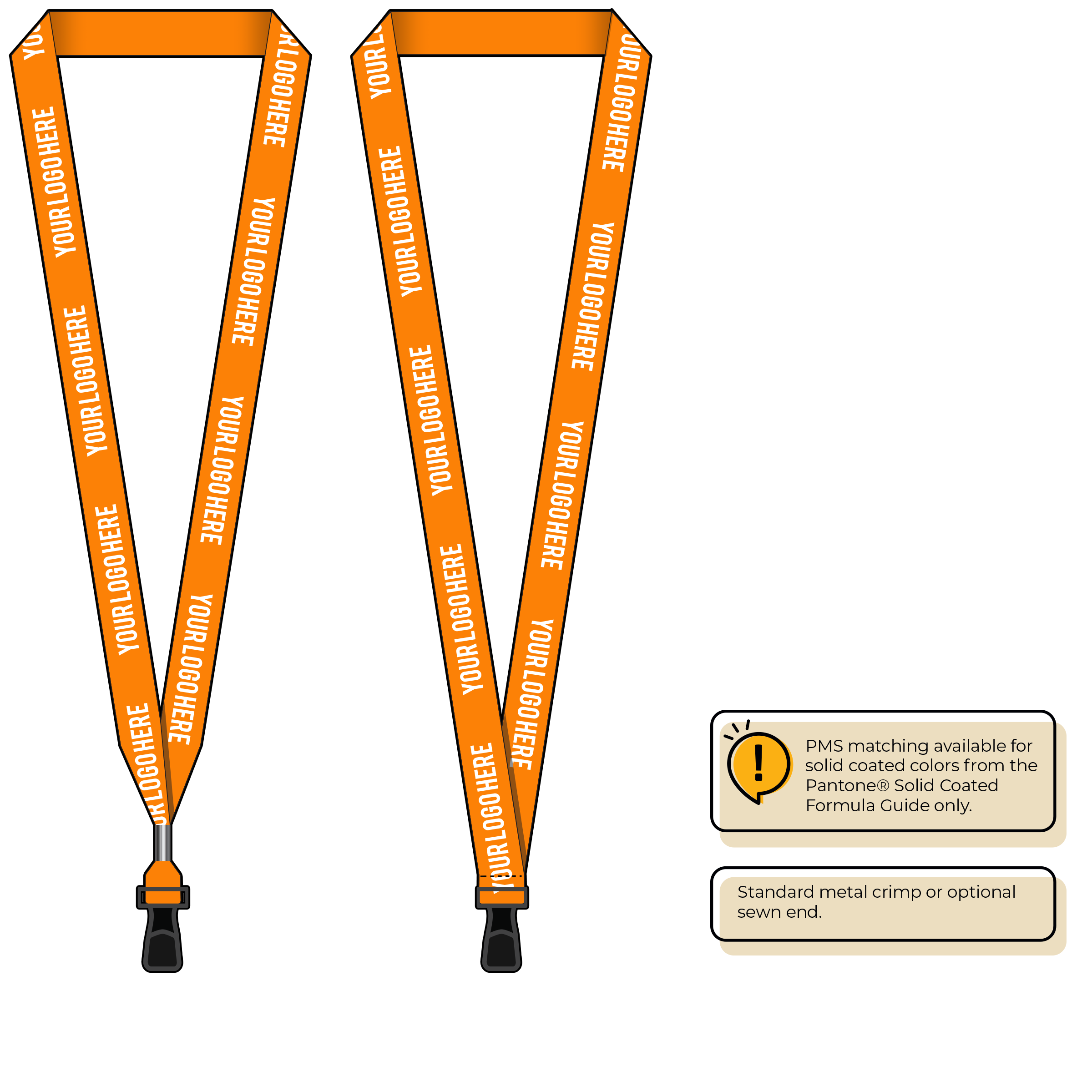 BH0013 | 3/4" MicroWeave Silkscreen Lanyards :: STANDARD END ATTACHMENTS