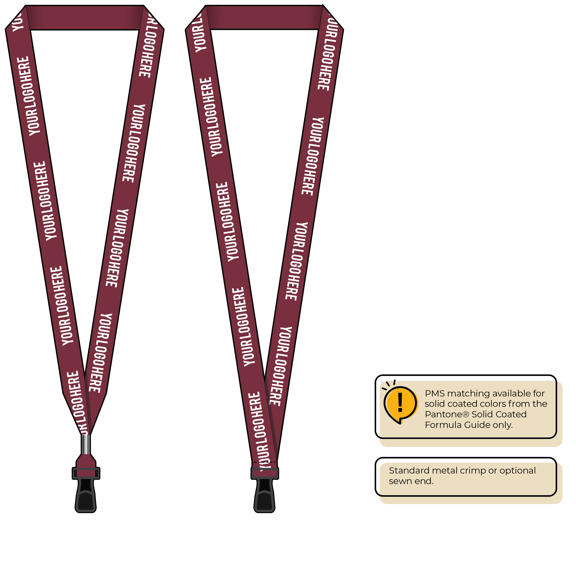 BH0013 | 3/4" MicroWeave Silkscreen Lanyards :: STANDARD END ATTACHMENTS