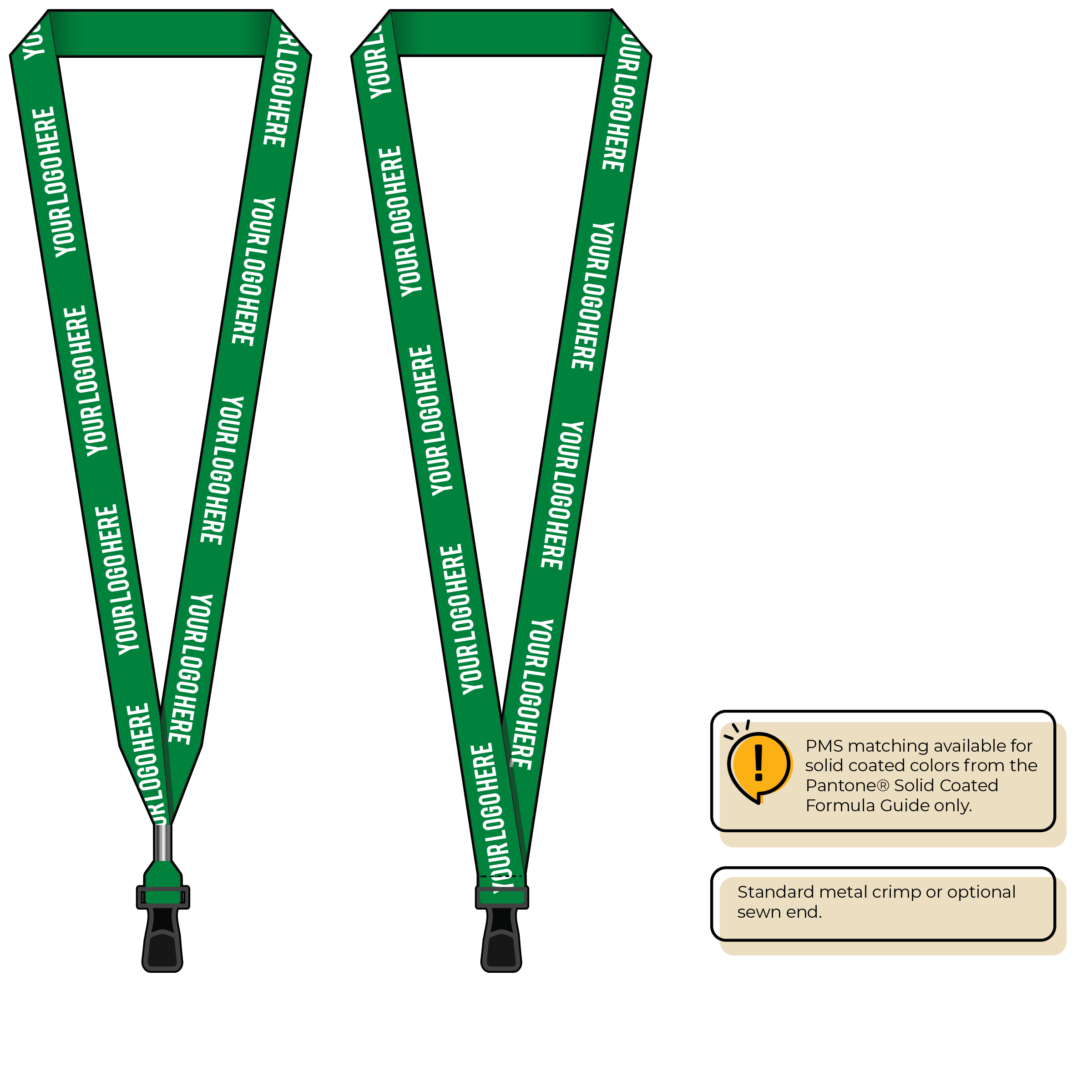BH0013 | 3/4" MicroWeave Silkscreen Lanyards :: STANDARD END ATTACHMENTS