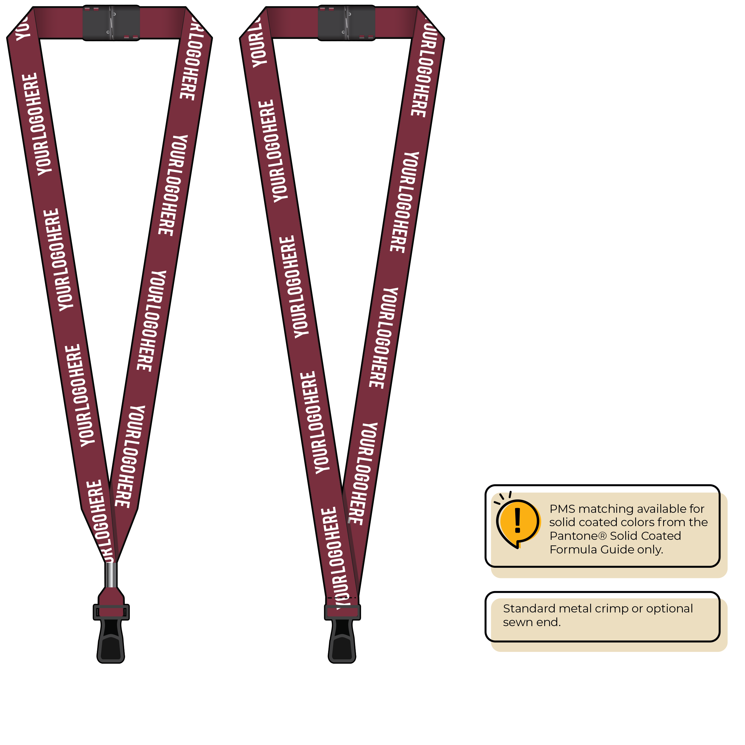 BH0013 | 3/4" MicroWeave Silkscreen Lanyards :: STANDARD END ATTACHMENTS