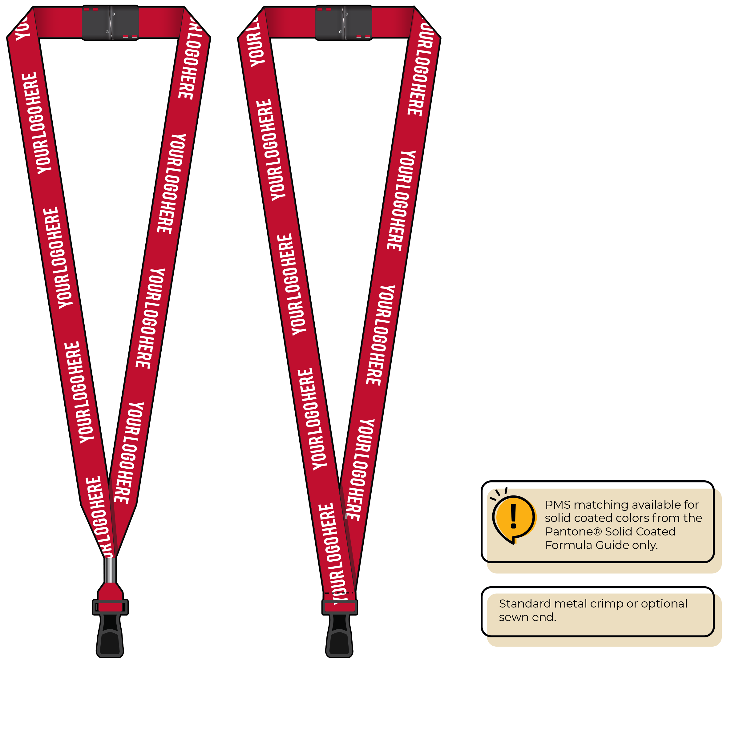 BH0013 | 3/4" MicroWeave Silkscreen Lanyards :: STANDARD END ATTACHMENTS