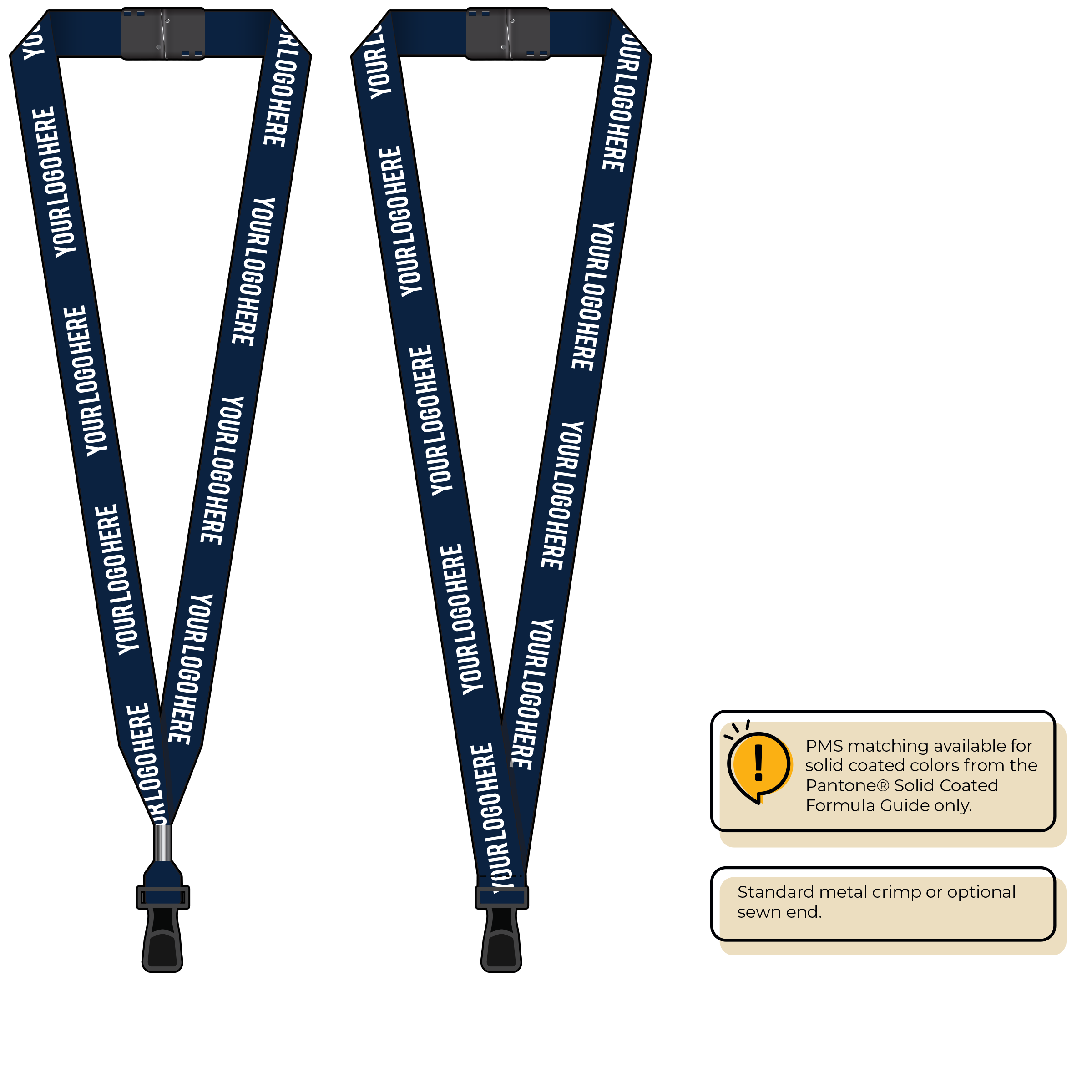 BH0013 | 3/4" MicroWeave Silkscreen Lanyards :: STANDARD END ATTACHMENTS