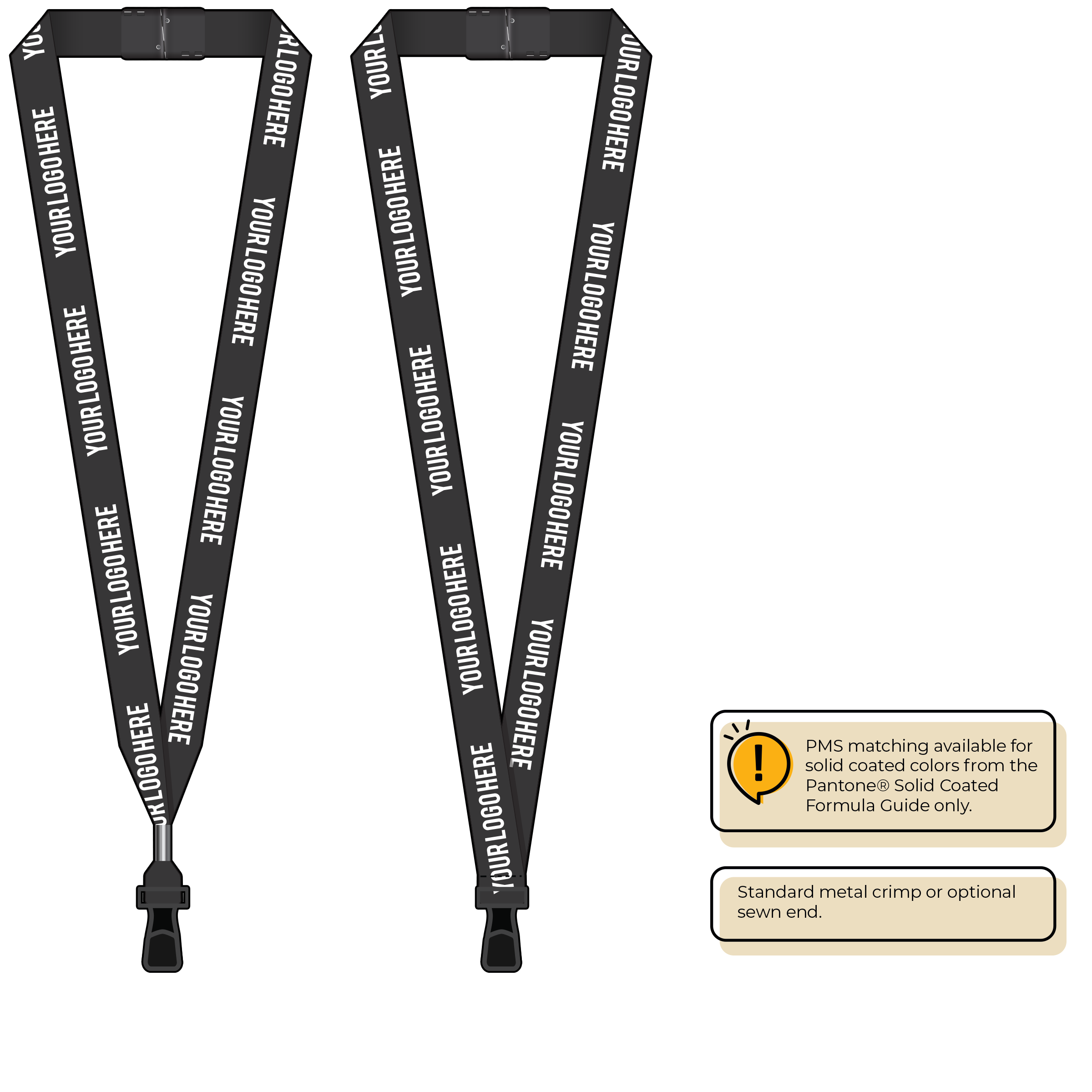 BH0013 | 3/4" MicroWeave Silkscreen Lanyards :: STANDARD END ATTACHMENTS