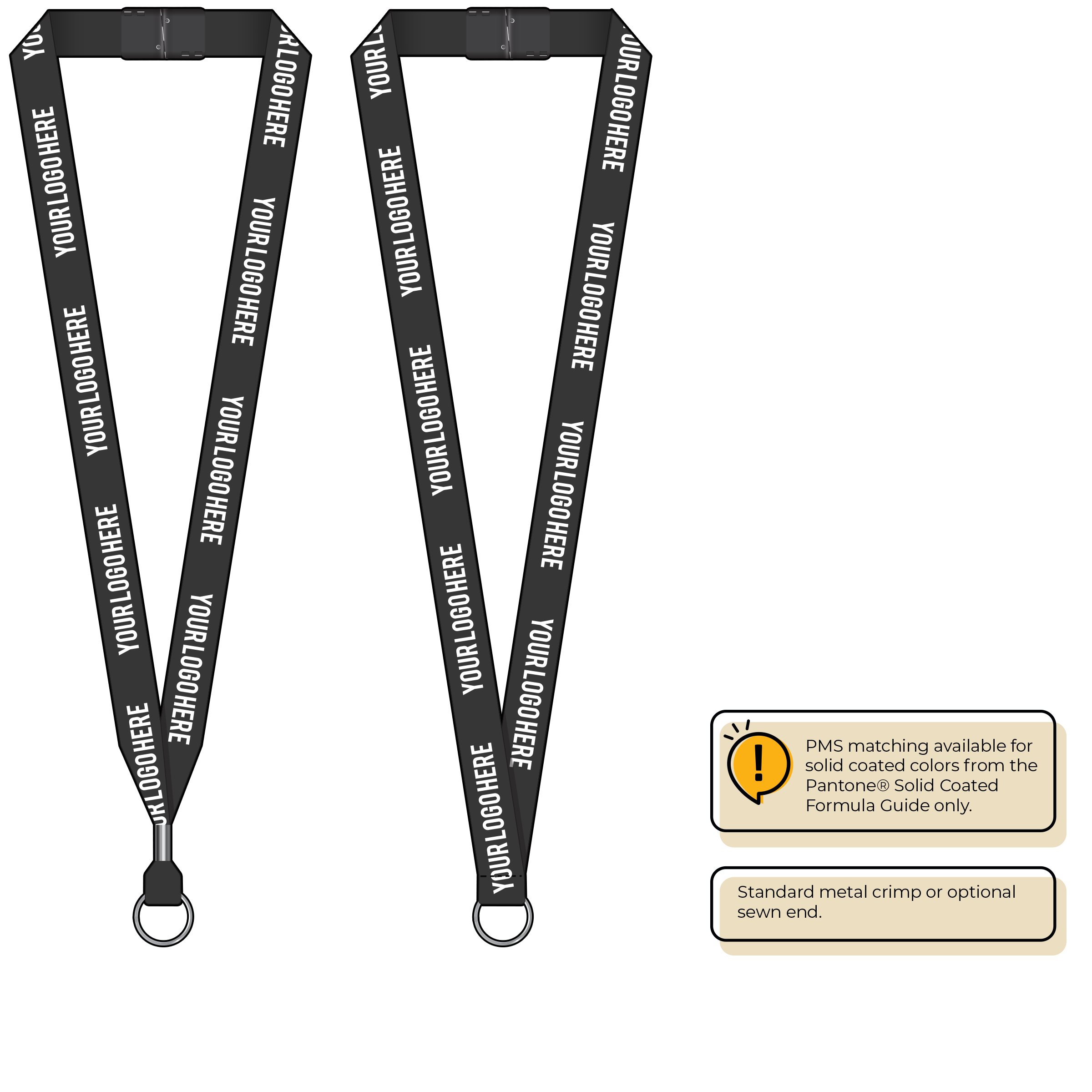 BH0013 | 3/4" MicroWeave Silkscreen Lanyards :: STANDARD END ATTACHMENTS