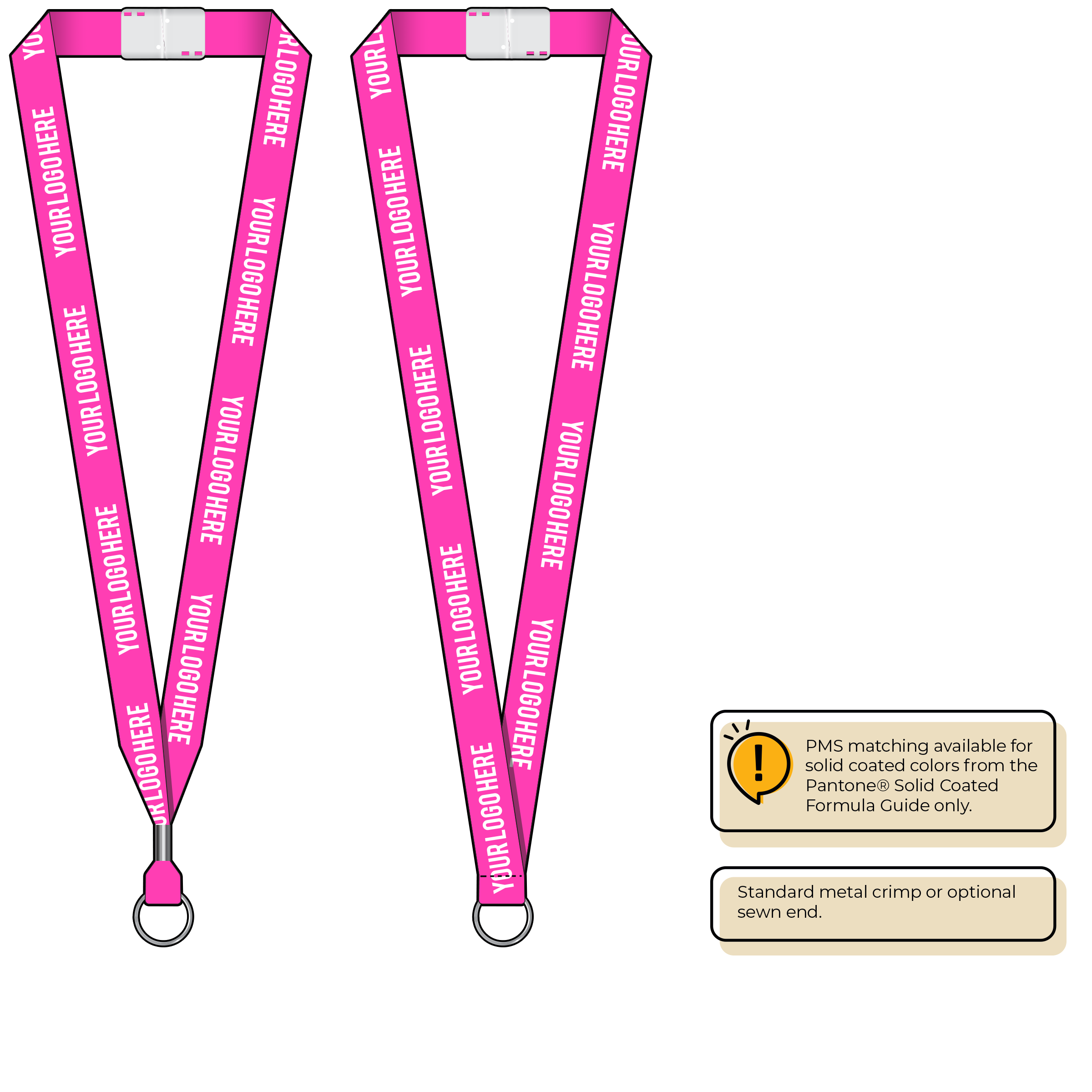 BHN013 | 3/4" Neon MicroWeave Silkscreen Lanyards :: STANDARD END ATTACHMENTS