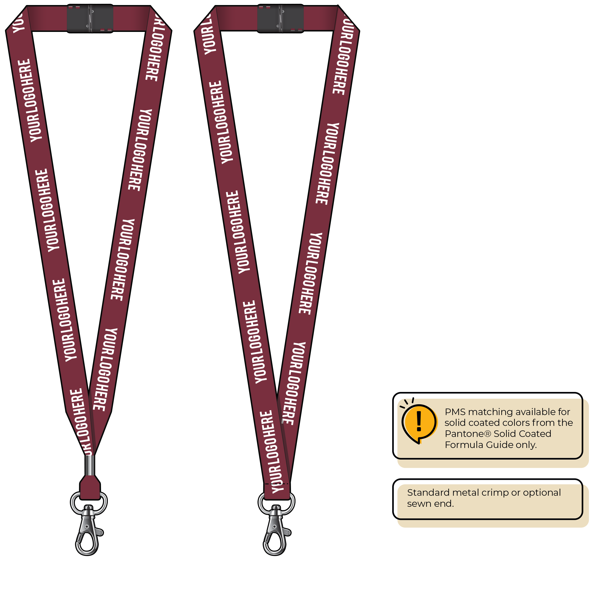 BH0013 | 3/4" MicroWeave Silkscreen Lanyards :: STANDARD END ATTACHMENTS