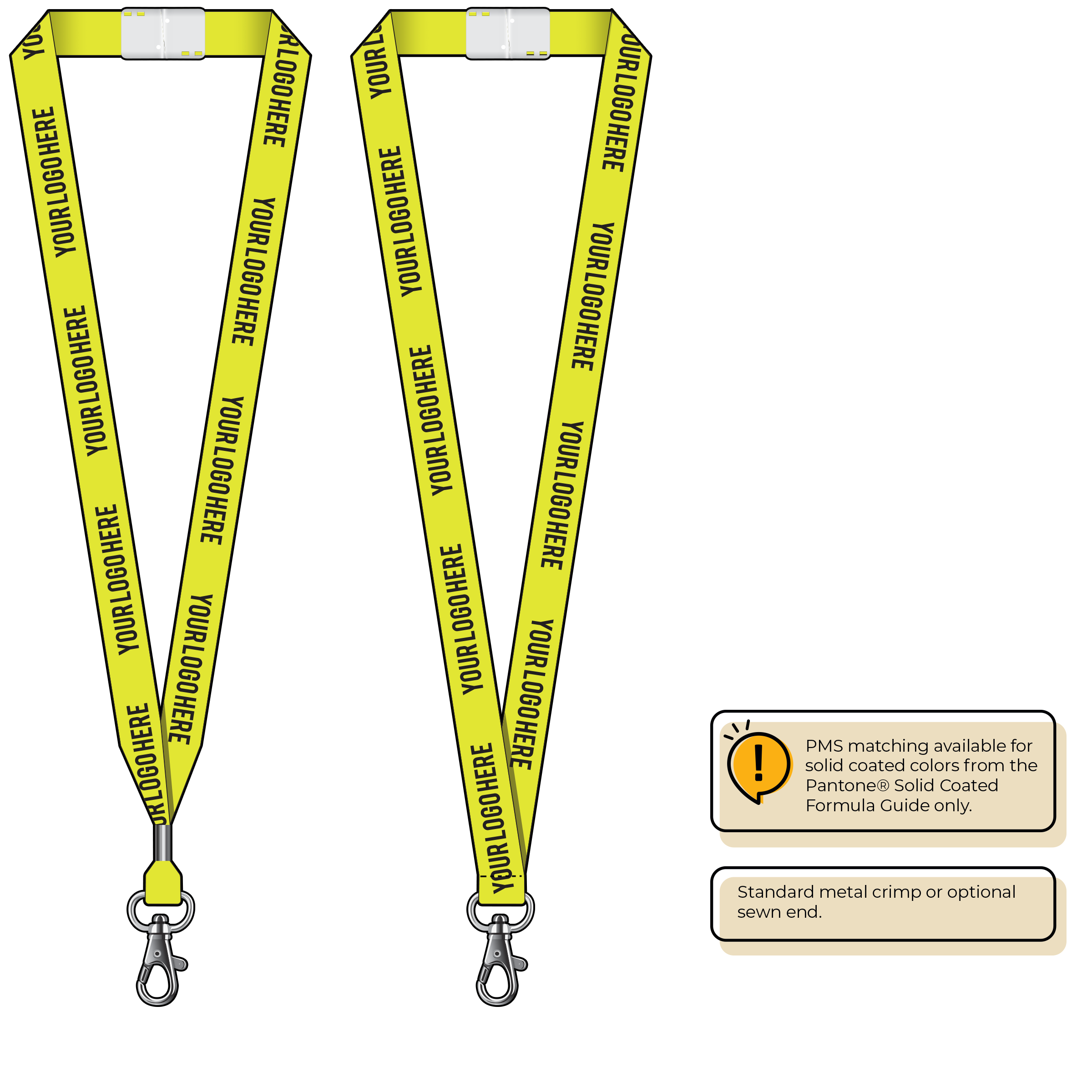 BHN013 | 3/4" Neon MicroWeave Silkscreen Lanyards :: STANDARD END ATTACHMENTS