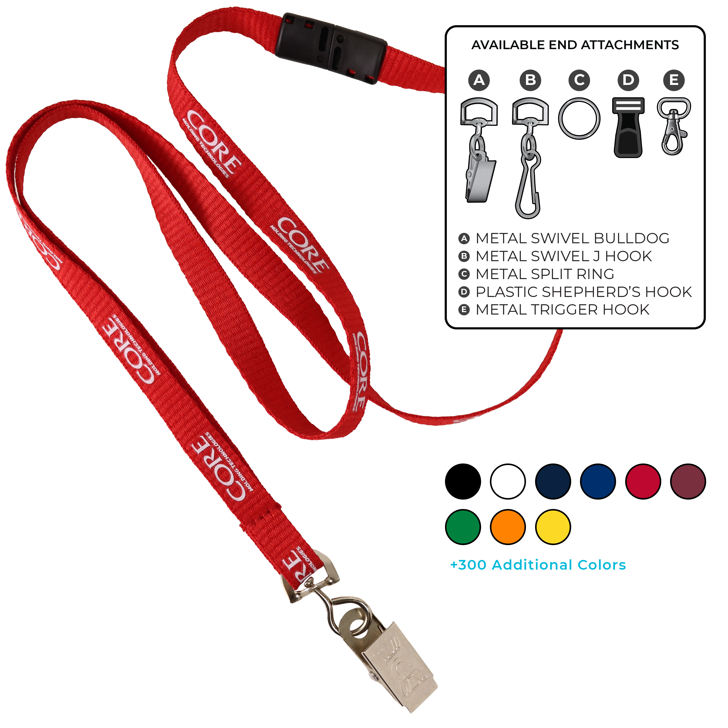 BH0011 | 3/8" MicroWeave Silkscreen Lanyards :: STANDARD END ATTACHMENTS