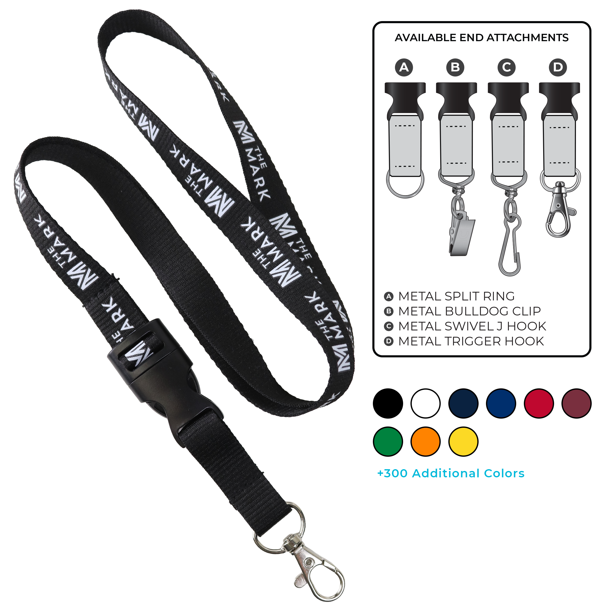 BH0012 | 5/8" MicroWeave Silkscreen Lanyards :: DETACH BUCKLE WITH EXTENSION
