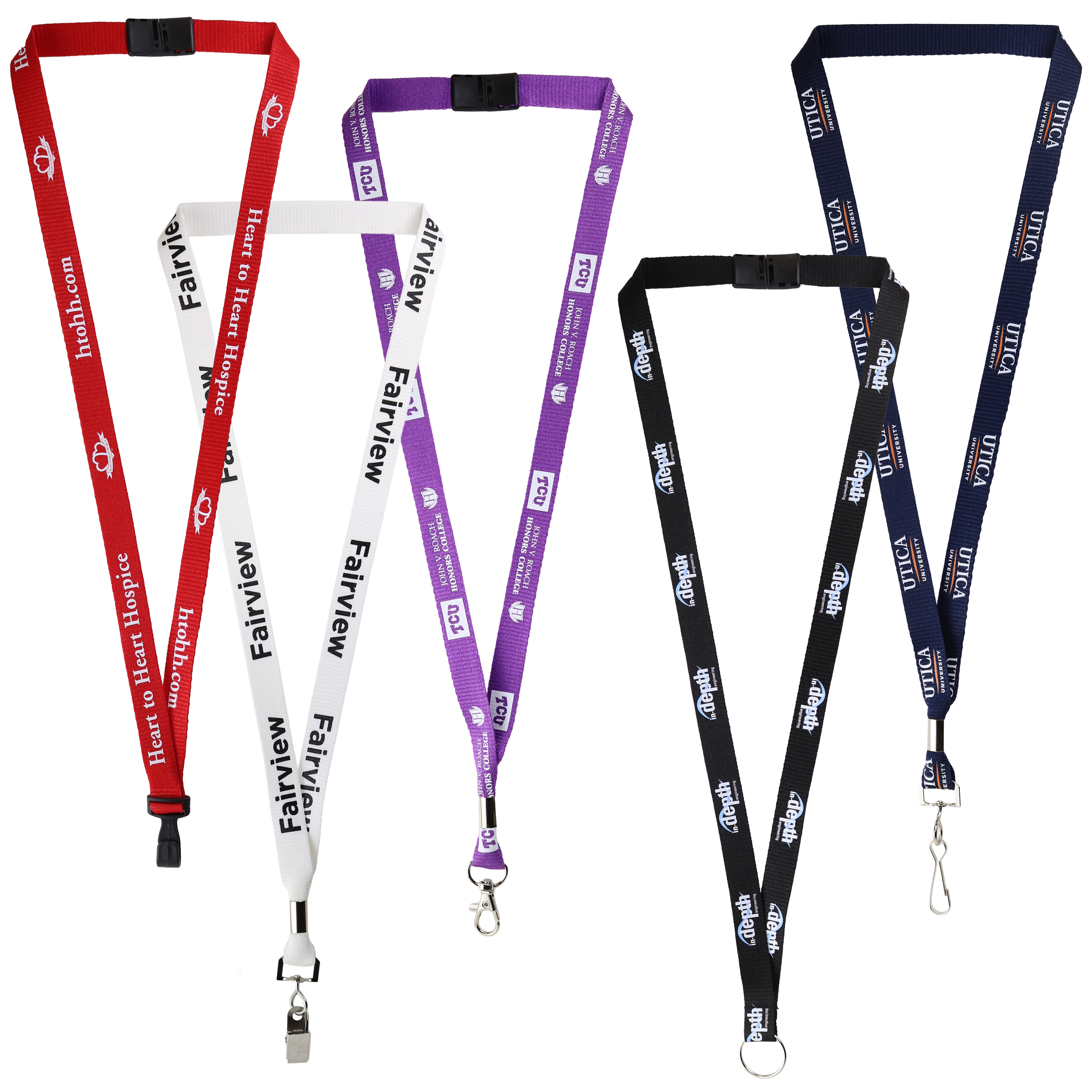 BH0012 | 5/8" MicroWeave Silkscreen Lanyards :: STANDARD END ATTACHMENTS