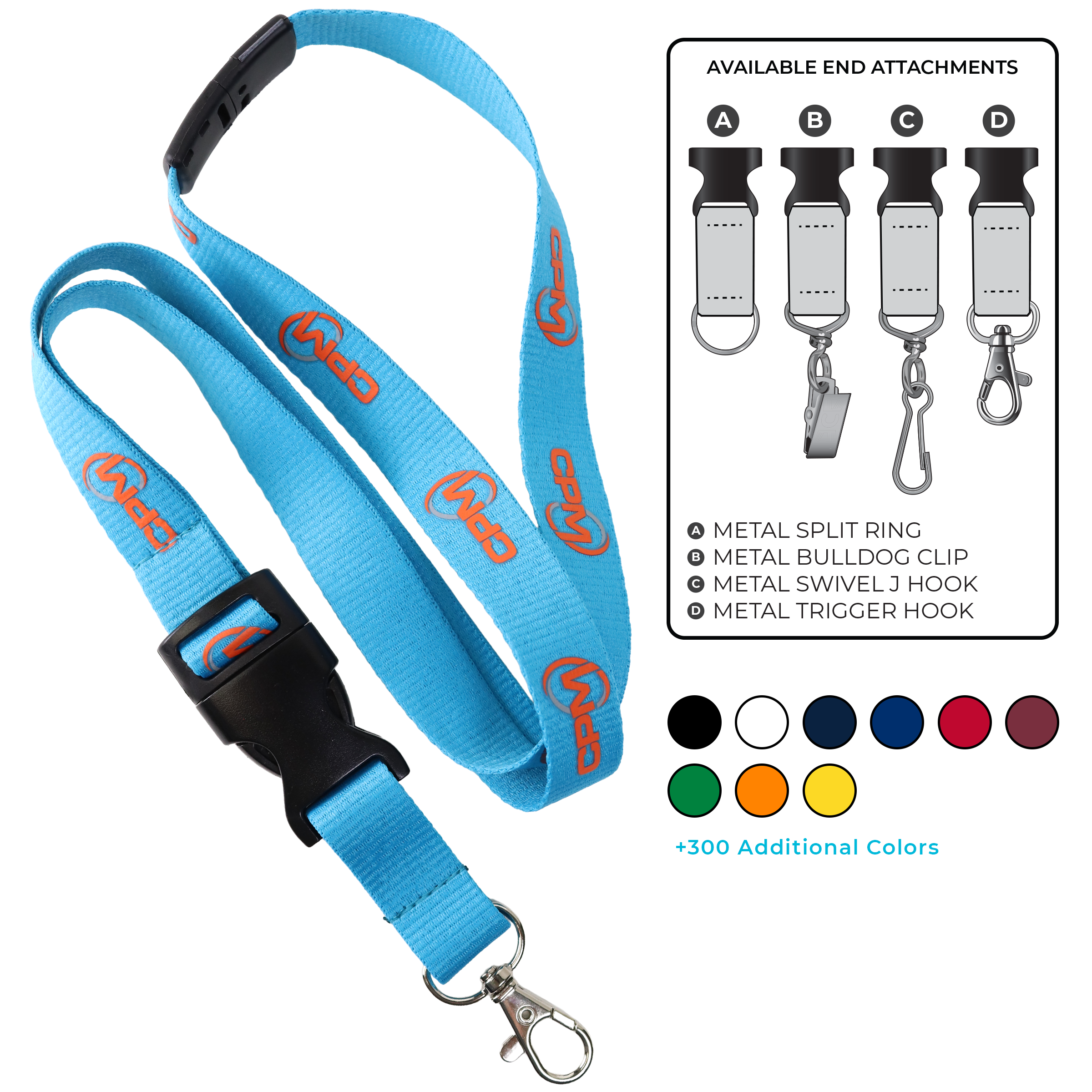 BH0013 | 3/4" MicroWeave Silkscreen Lanyards :: DETACH BUCKLE WITH EXTENSION