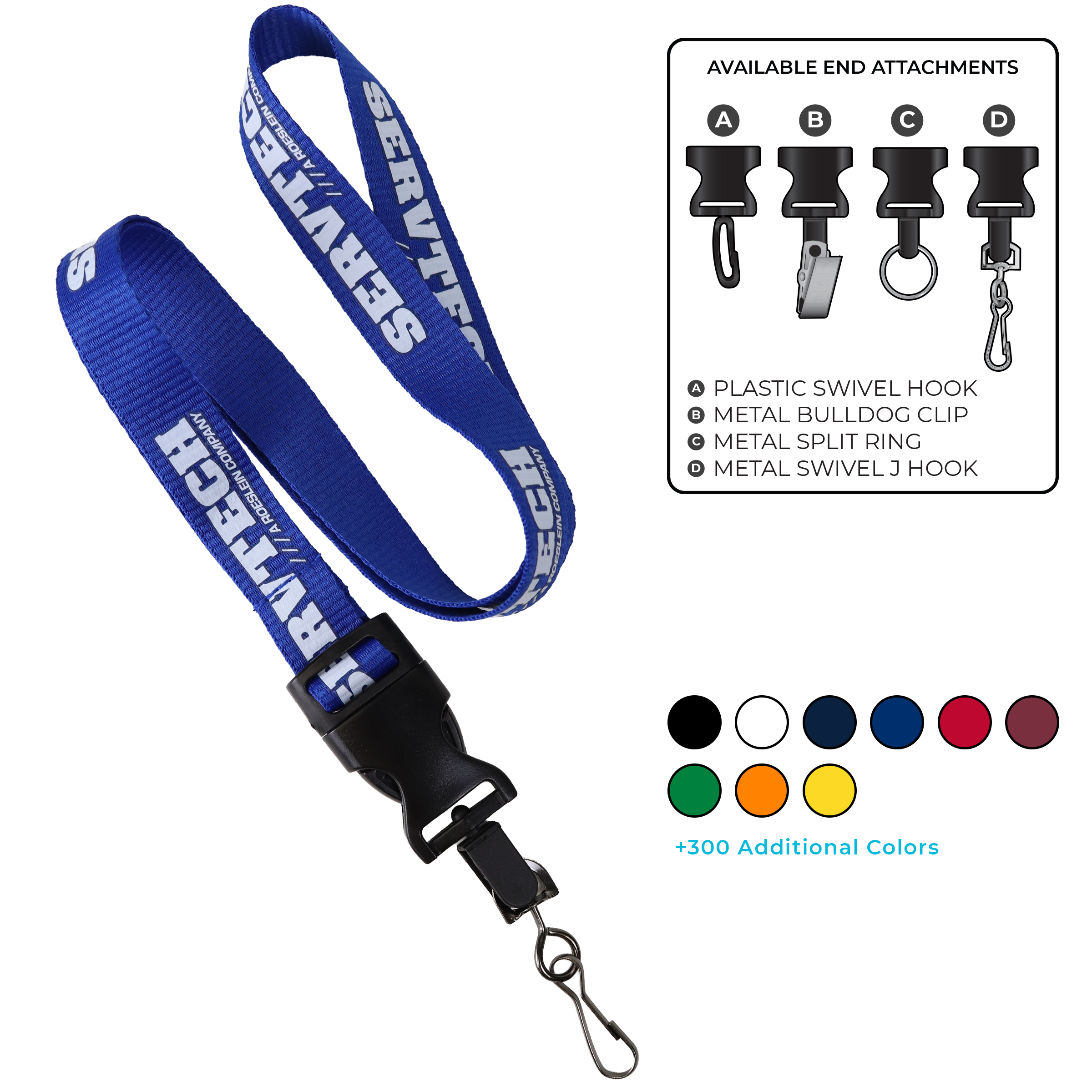 BH0013 | 3/4" MicroWeave Silkscreen Lanyards :: DETACH BUCKLE