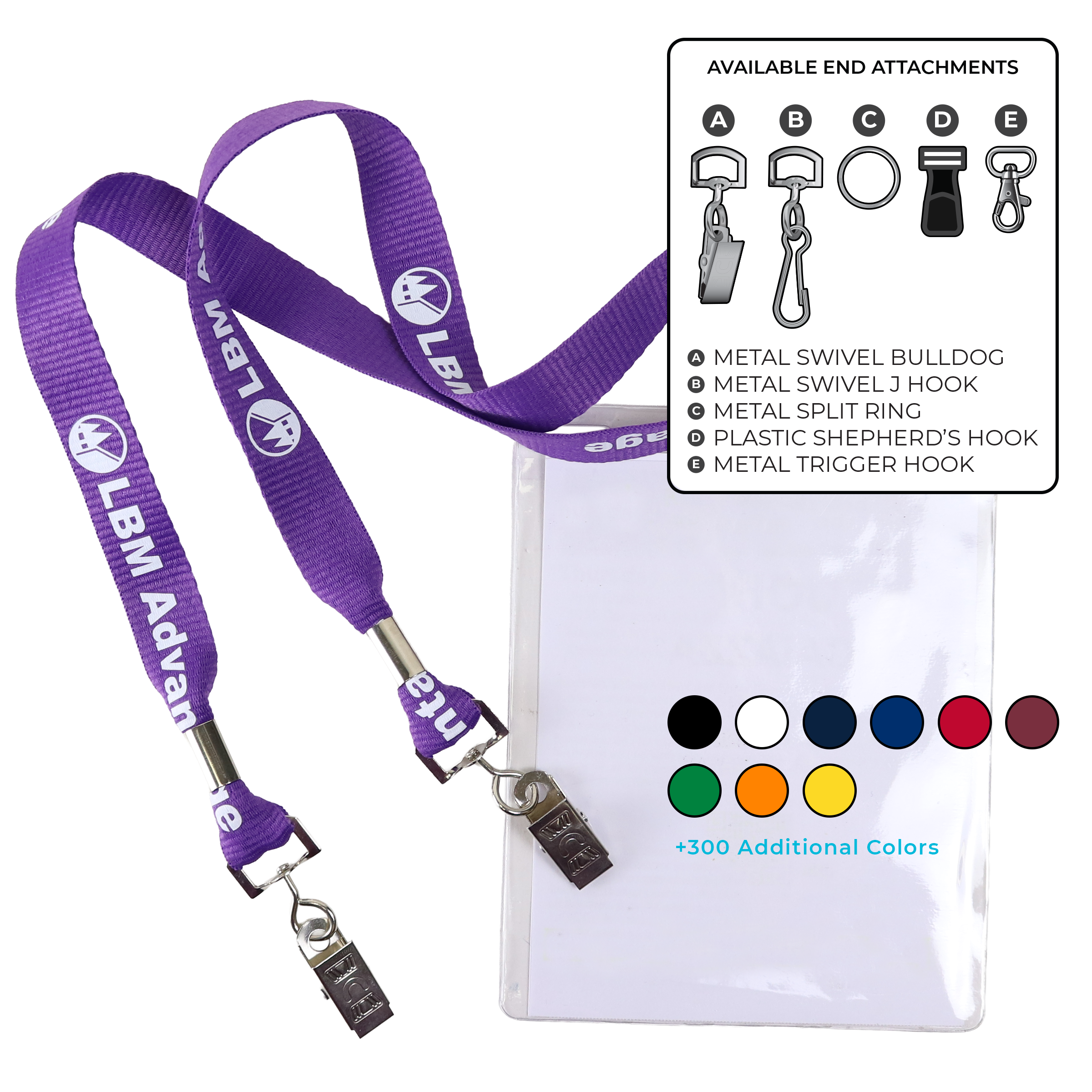 BH0013 | 3/4" MicroWeave Silkscreen Lanyards :: DOUBLE ENDED