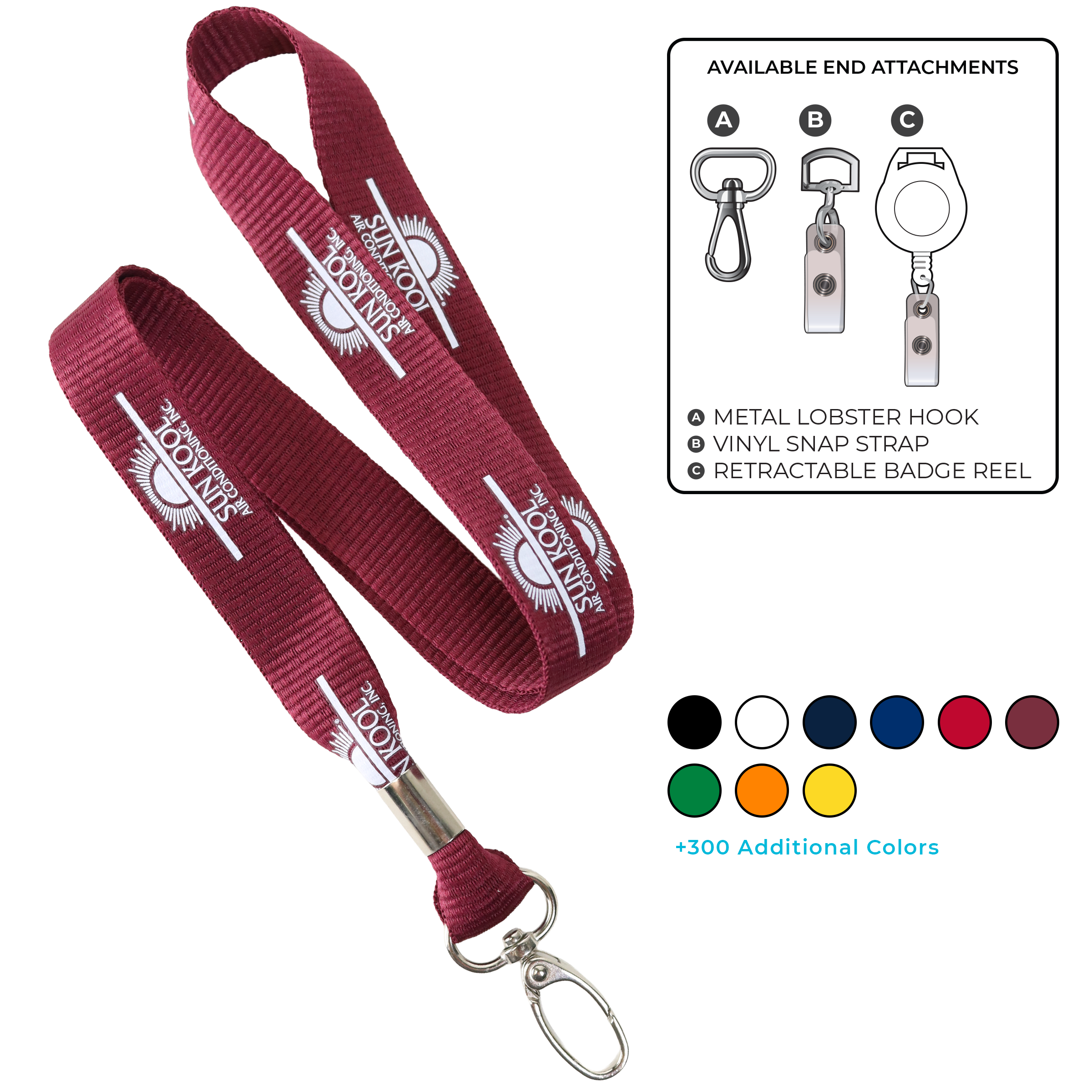 BH0013 | 3/4" MicroWeave Silkscreen Lanyards :: NON-STANDARD END ATTACHMENTS