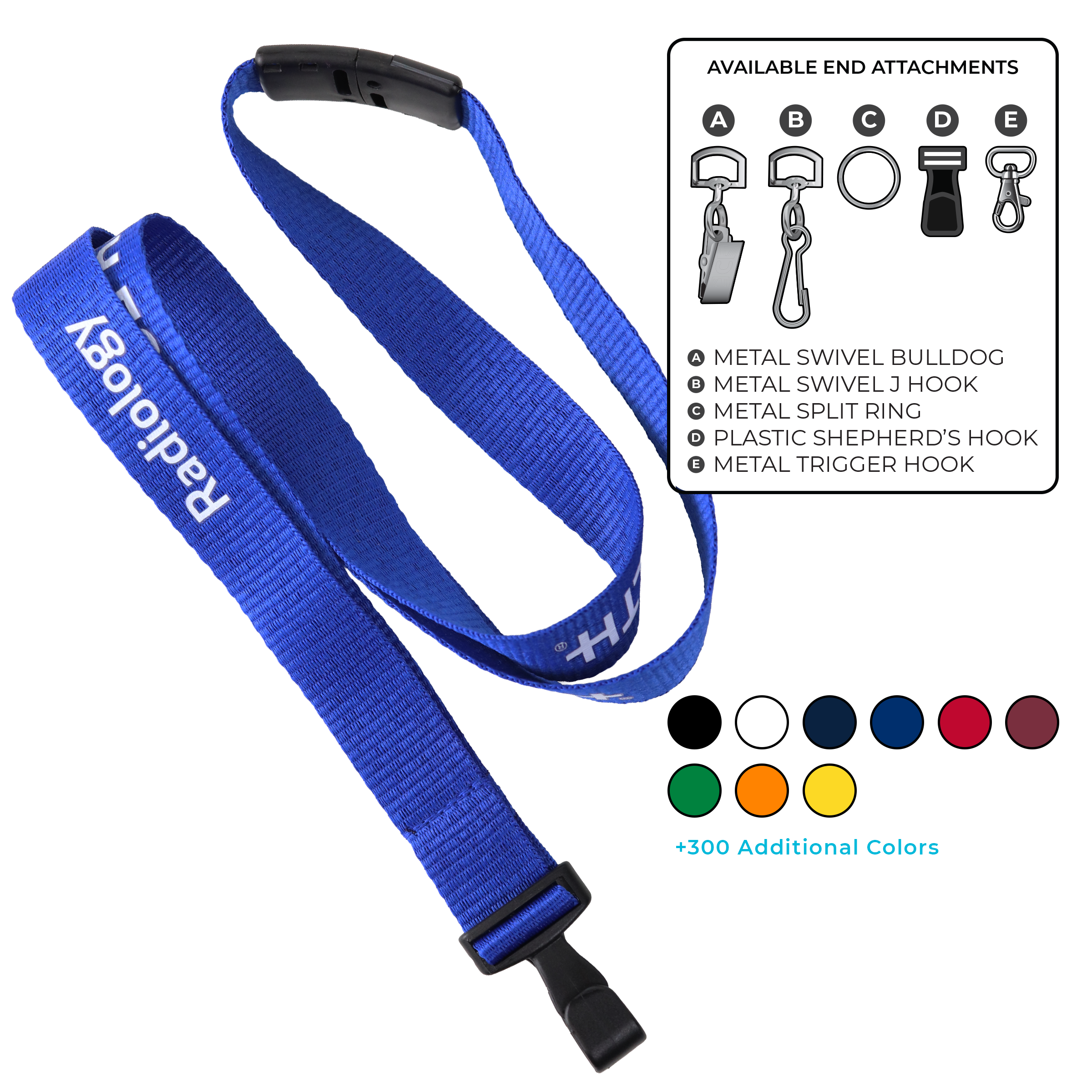 BH0013 | 3/4" MicroWeave Silkscreen Lanyards :: STANDARD END ATTACHMENTS