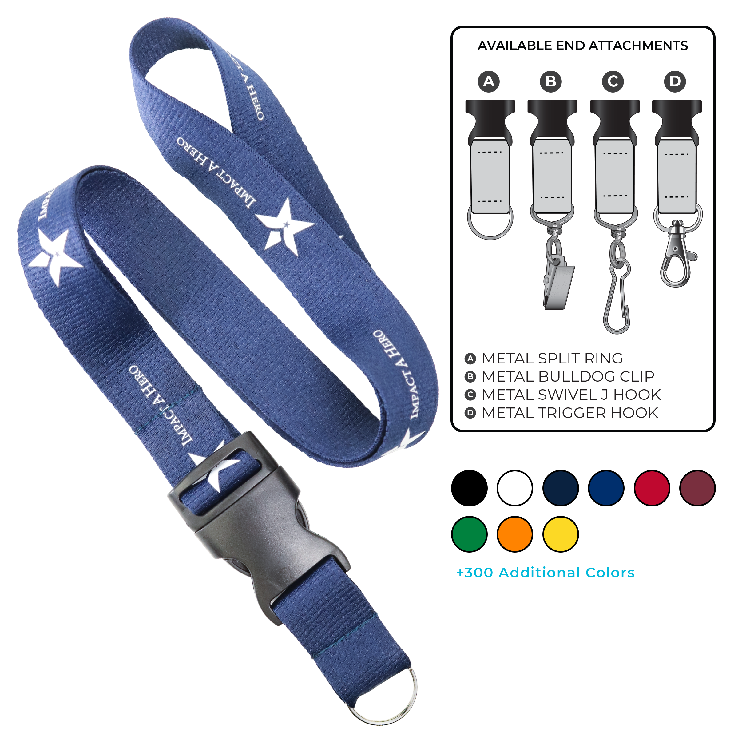 BH0014 | 1" MicroWeave Silkscreen Lanyards :: DETACH BUCKLE WITH EXTENSION