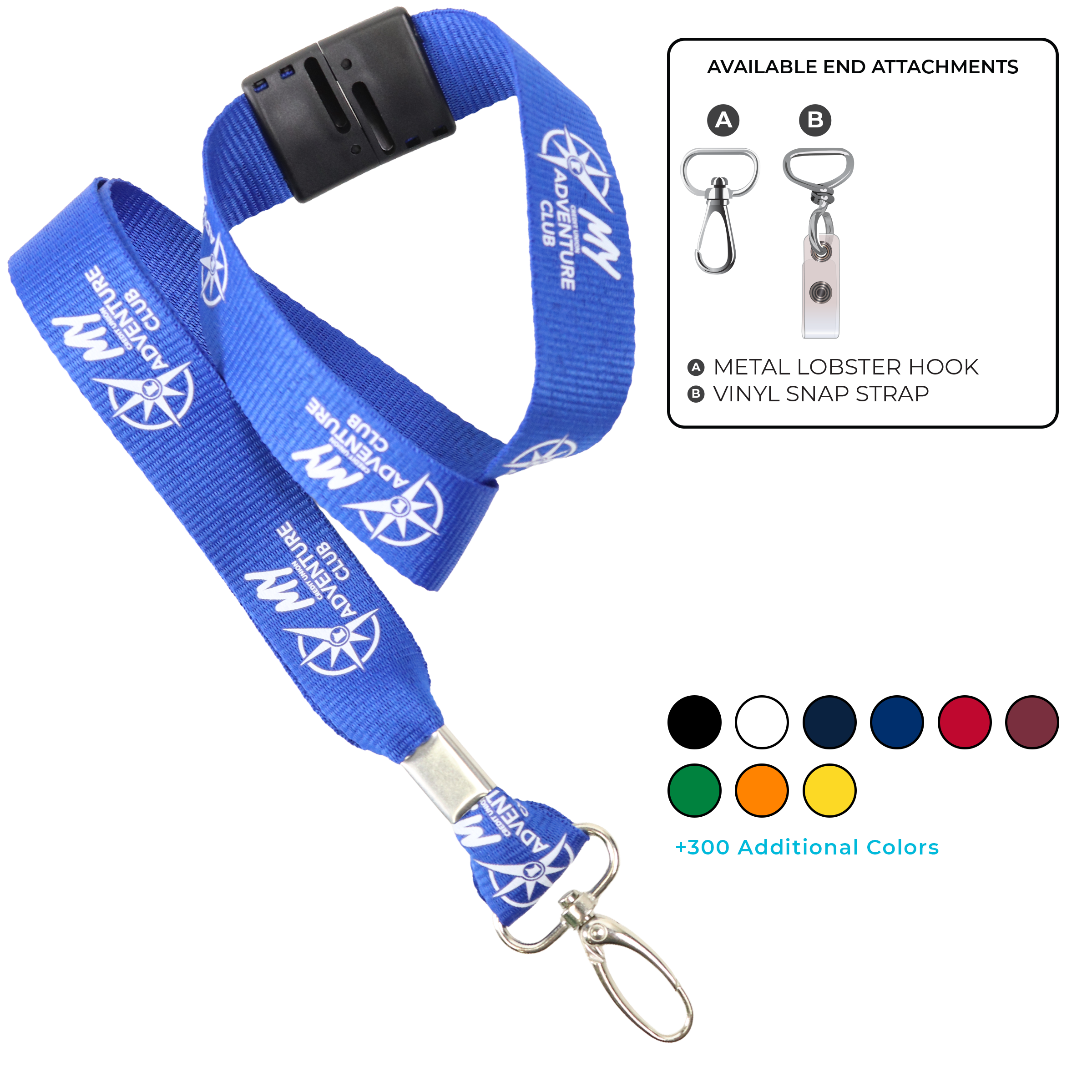 BH0014 | 1" MicroWeave Silkscreen Lanyards :: NON-STANDARD END ATTACHMENTS