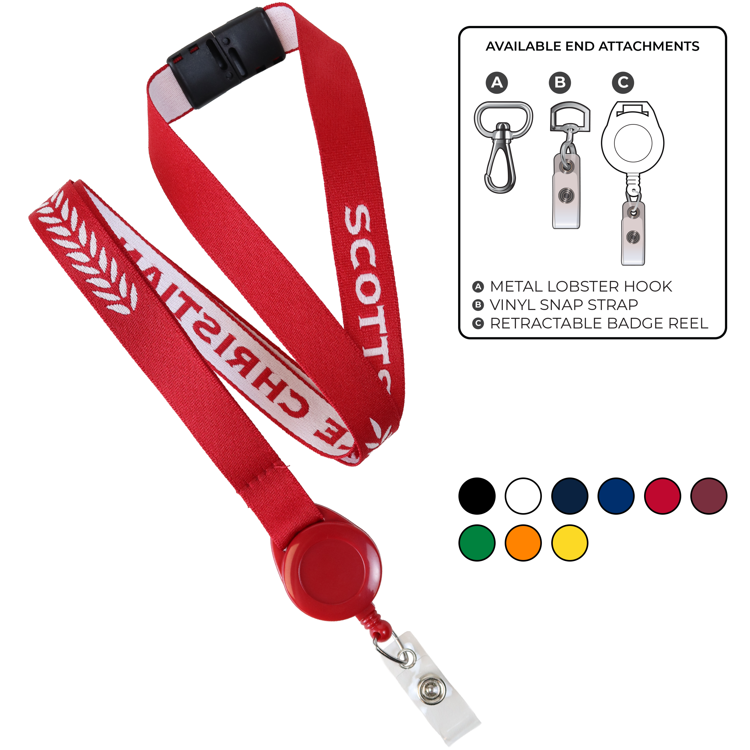 BH0022 | 5/8" Woven Lanyards :: NON-STANDARD END ATTACHMENTS