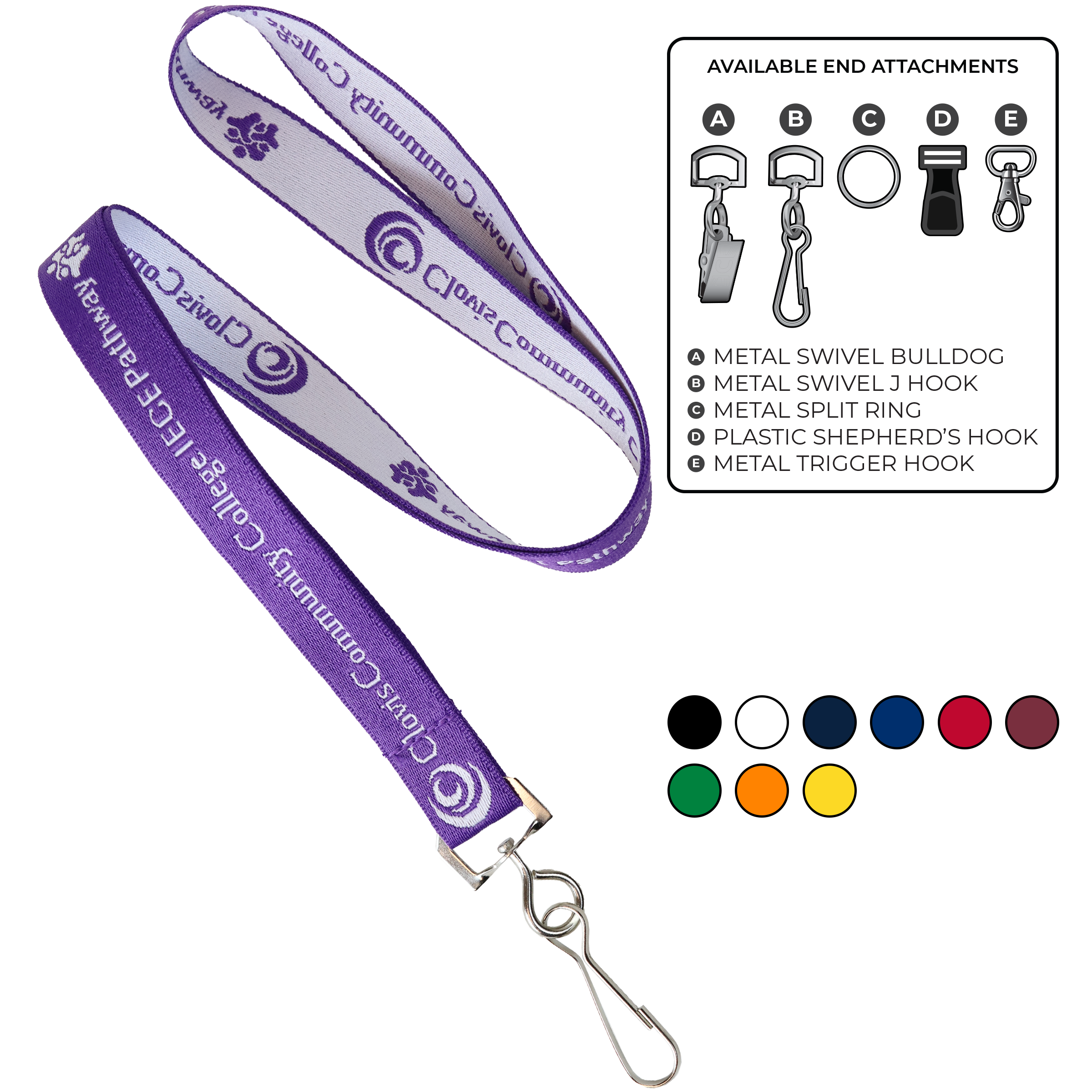 BH0022 | 5/8" Woven Lanyards :: STANDARD END ATTACHMENTS