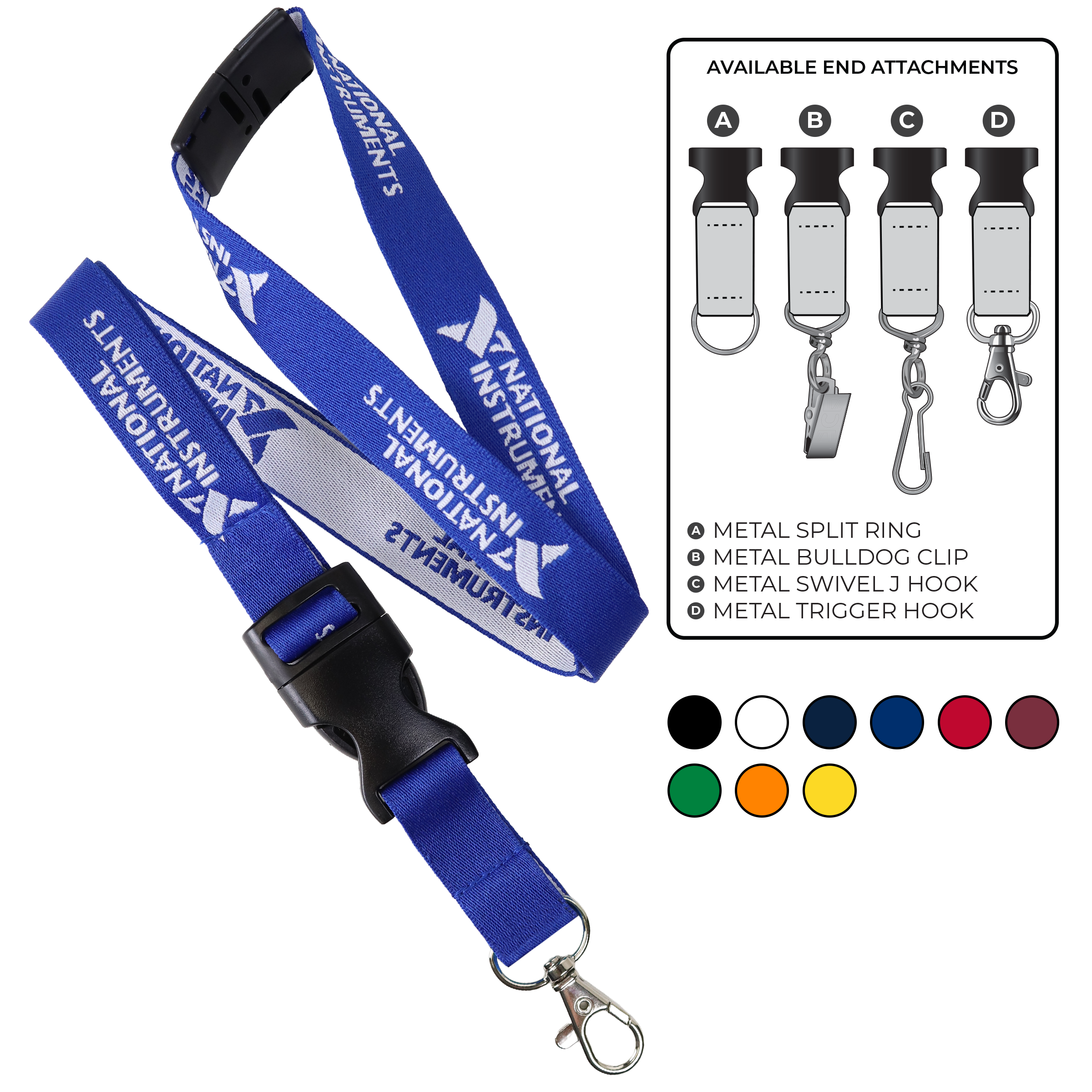 BH0023 | 3/4" Woven Lanyards :: DETACH BUCKLE WITH EXTENSION