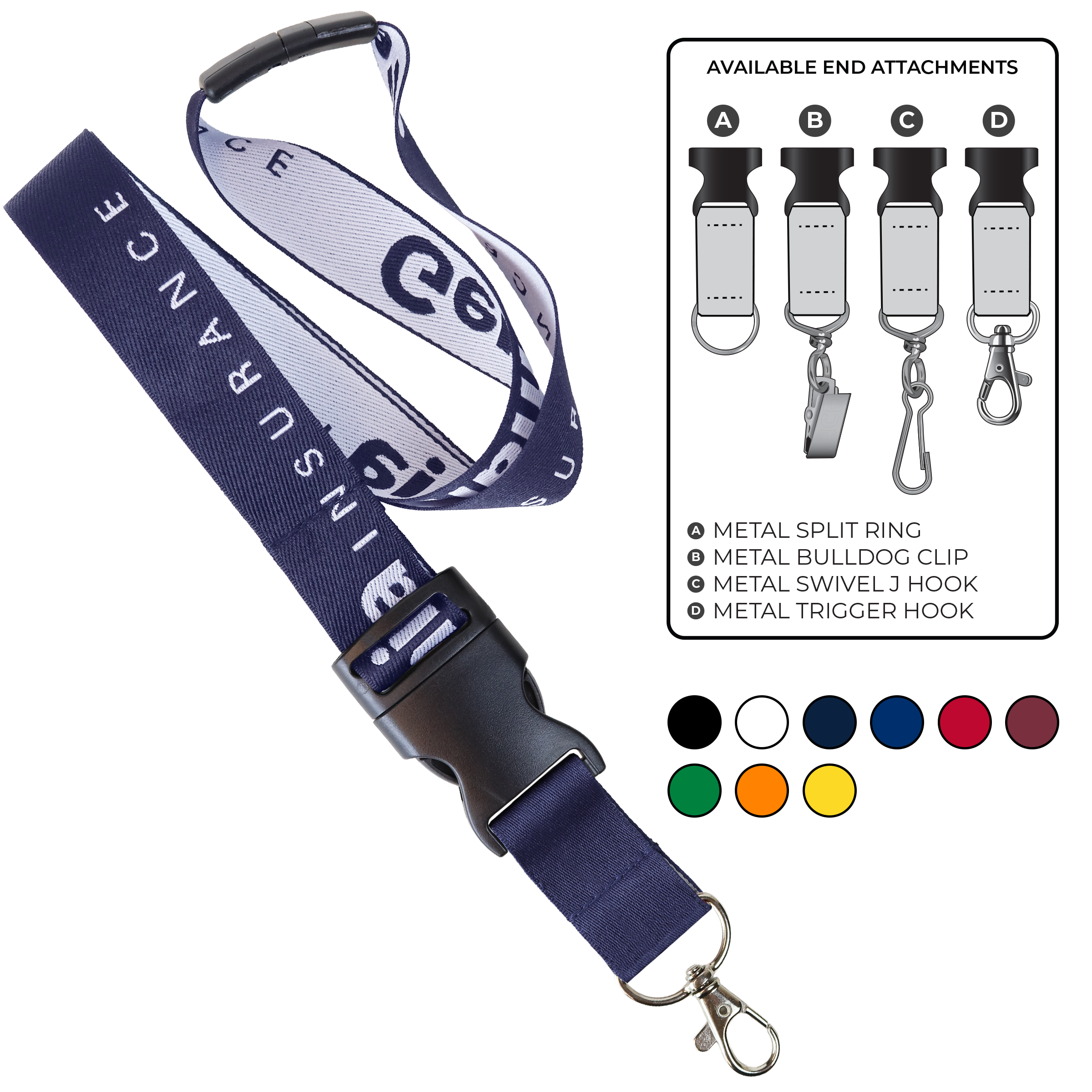 BH0024 | 1" Woven Lanyards :: DETACH BUCKLE WITH EXTENSION